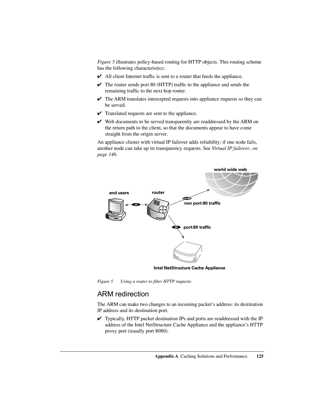 Intel 1520 manual ARM redirection, Using a router to ﬁlter Http requests 