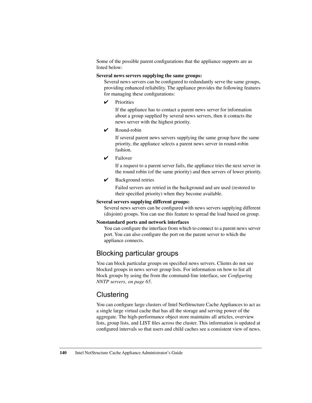 Intel 1520 manual Blocking particular groups, Clustering, Several news servers supplying the same groups 