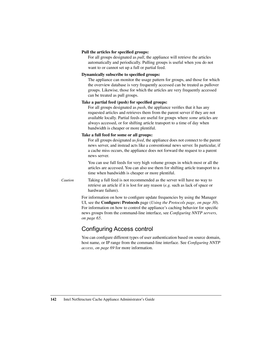 Intel 1520 Configuring Access control, Pull the articles for speciﬁed groups, Dynamically subscribe to speciﬁed groups 