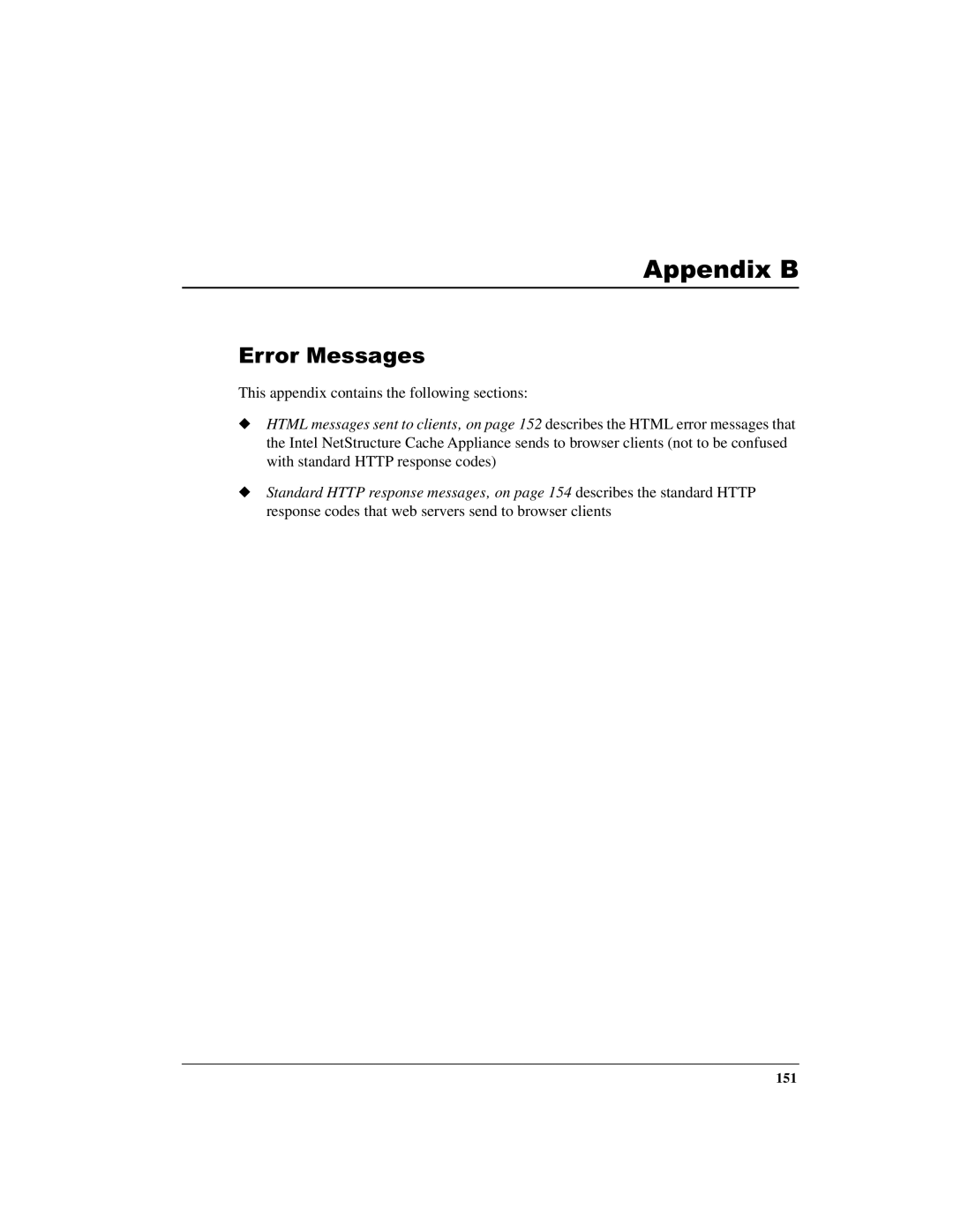 Intel 1520 manual Appendix B, Error Messages 