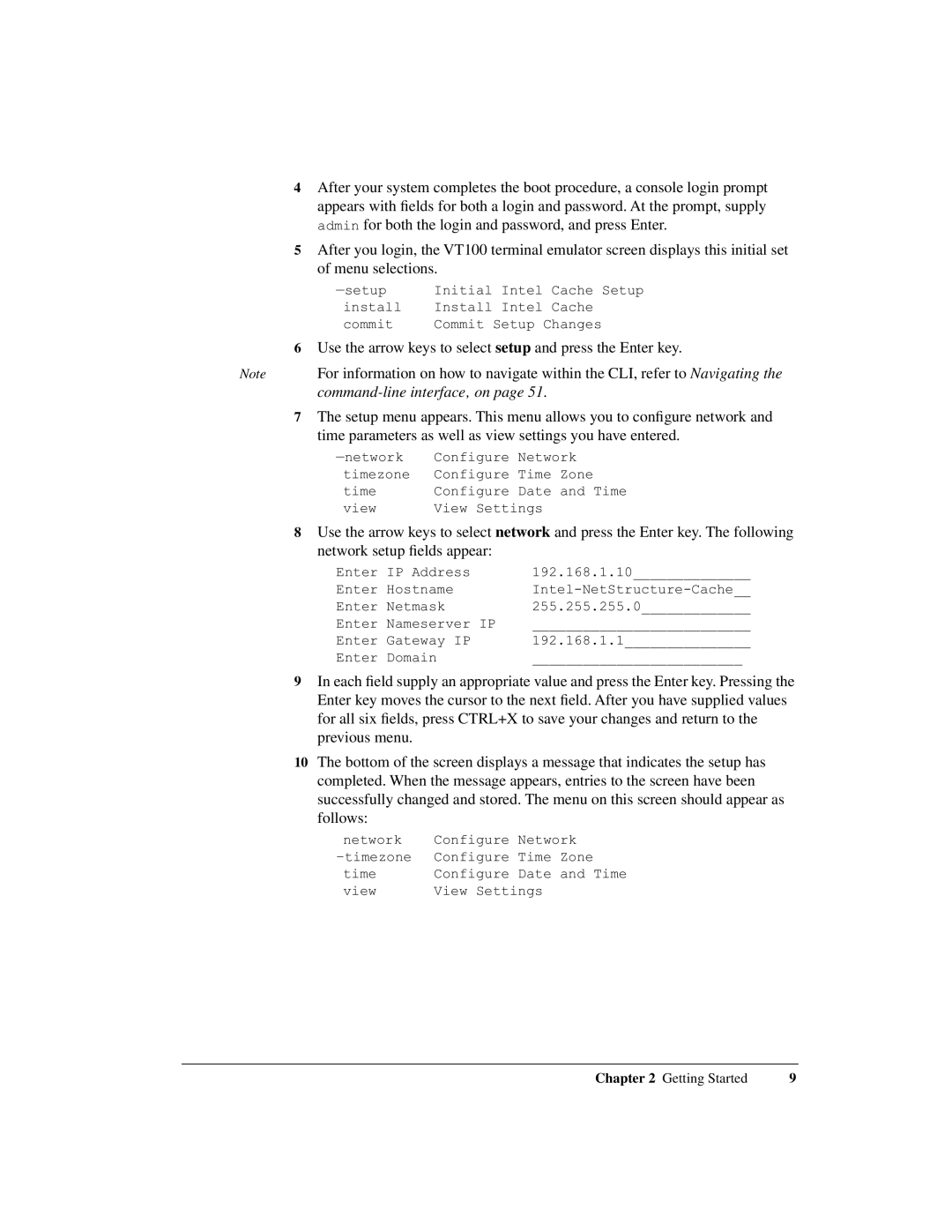 Intel 1520 manual Command-line interface‚ on 