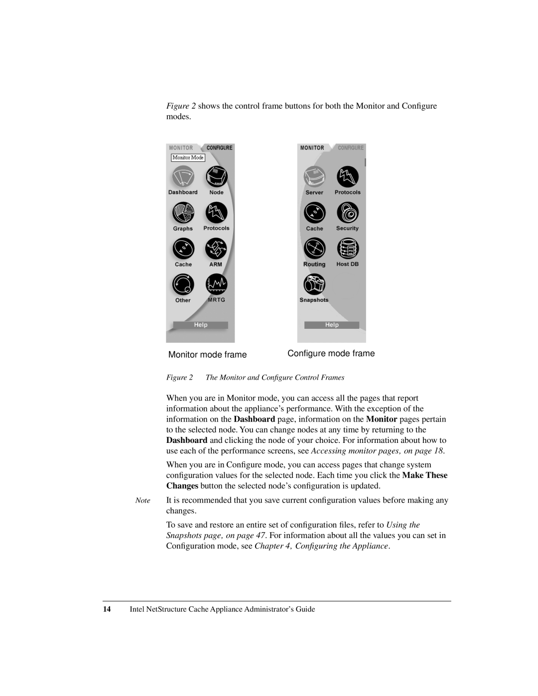 Intel 1520 manual Monitor mode frame Configure mode frame 