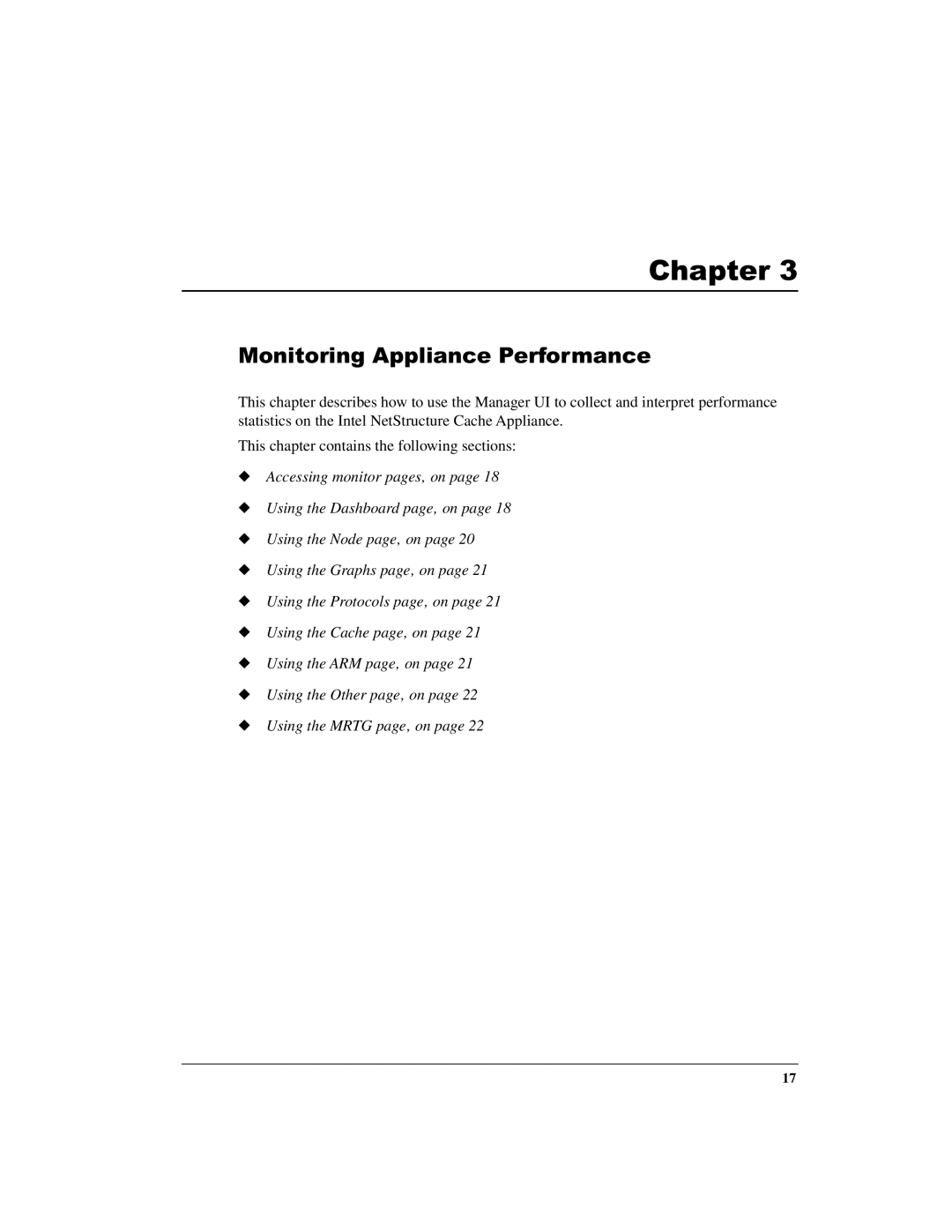 Intel 1520 manual Monitoring Appliance Performance 