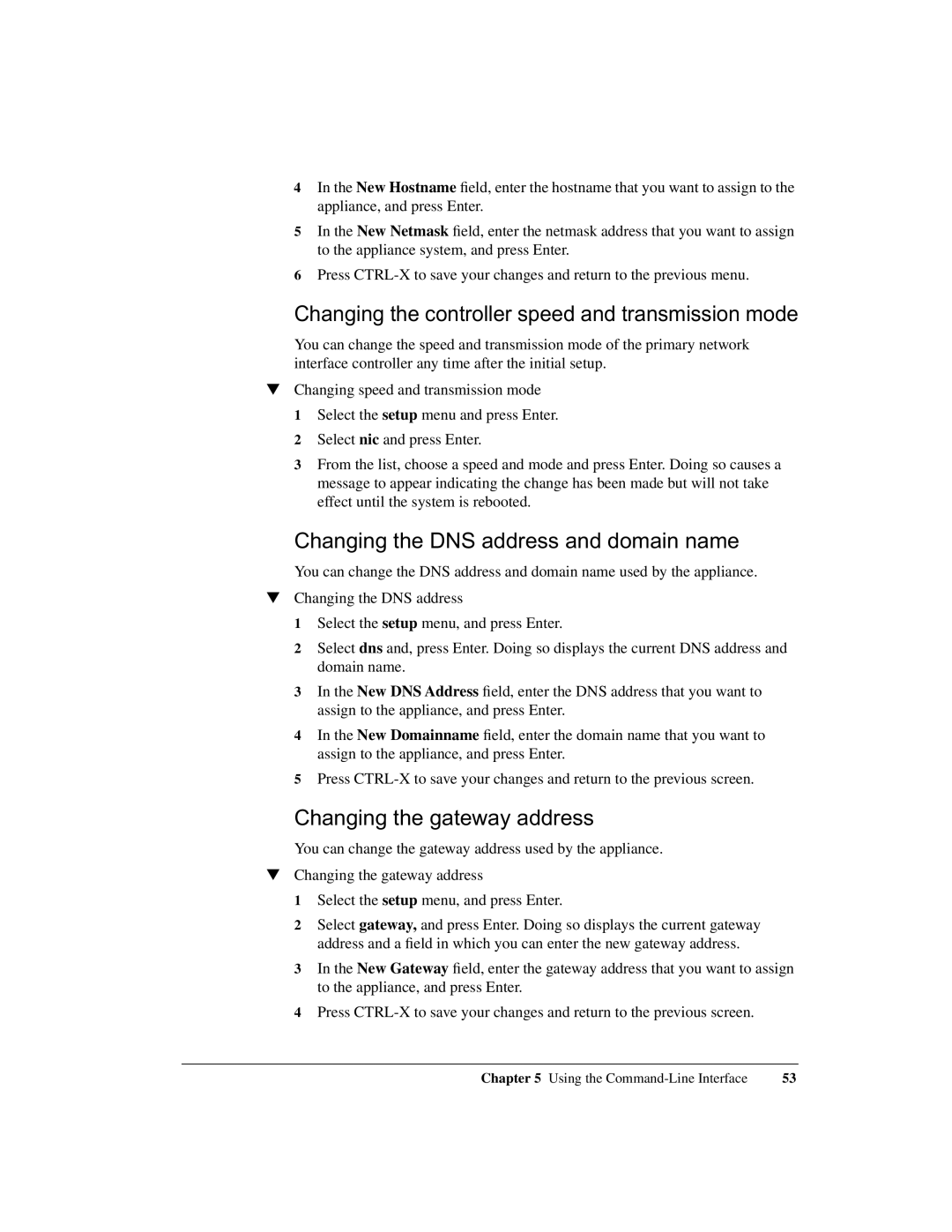 Intel 1520 manual Changing the controller speed and transmission mode, Changing the DNS address and domain name 