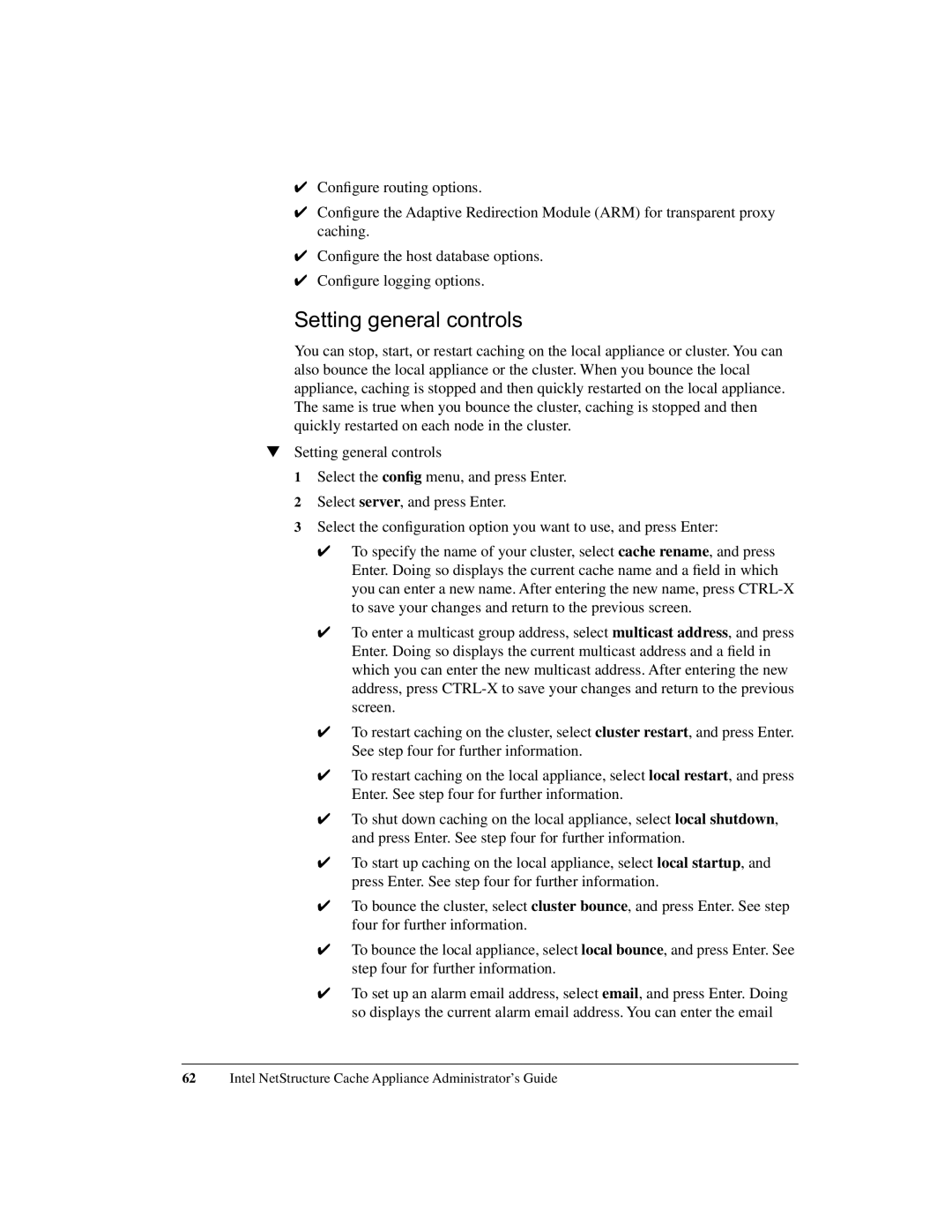 Intel 1520 manual Setting general controls 