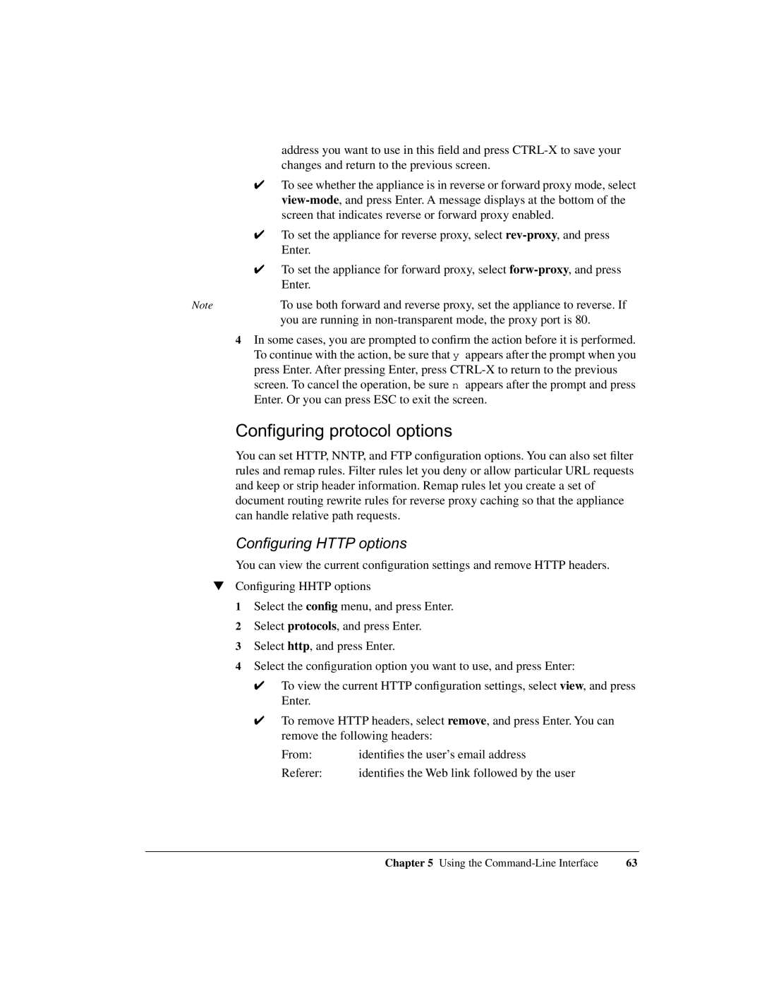 Intel 1520 manual Configuring protocol options, Configuring Http options 