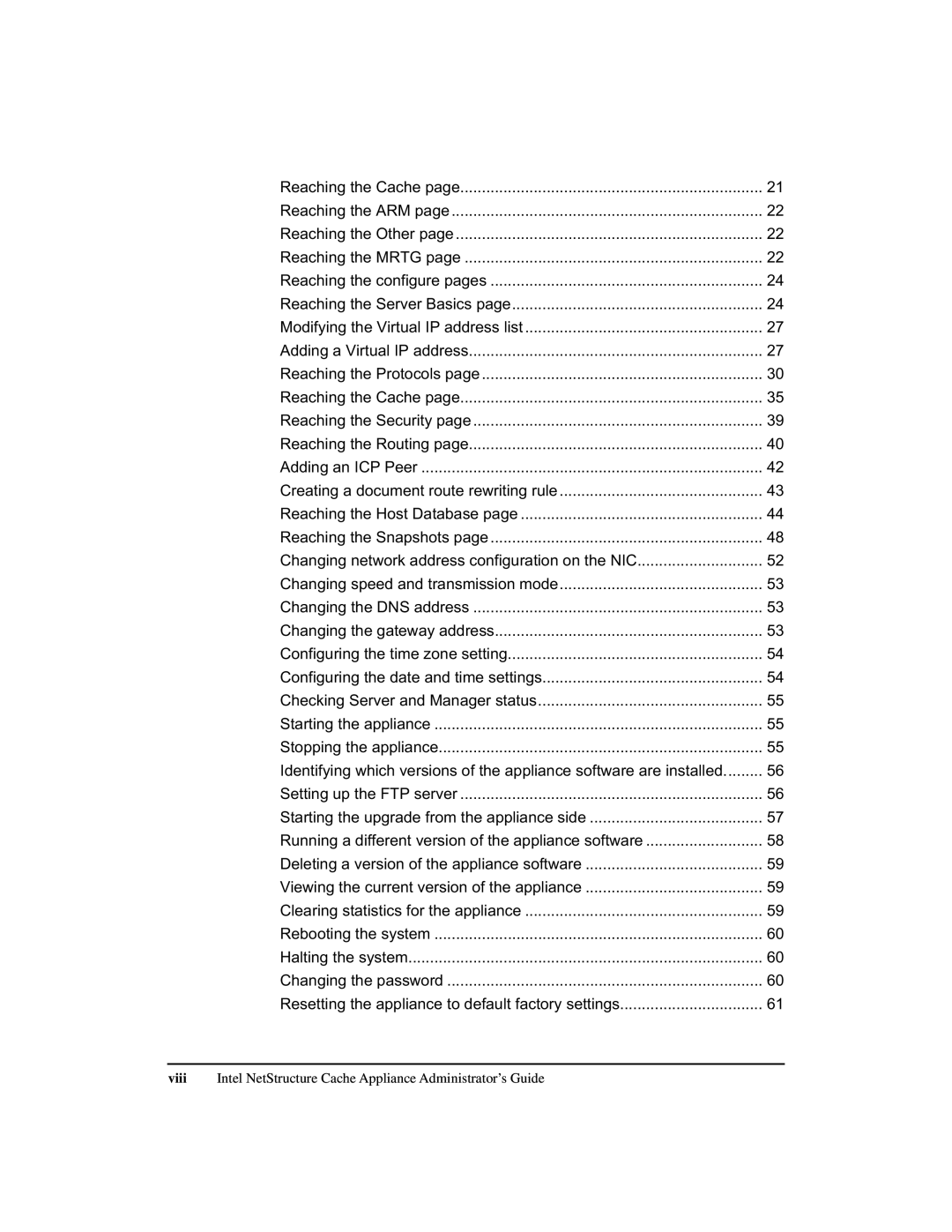 Intel 1520 manual Changing network address configuration on the NIC 