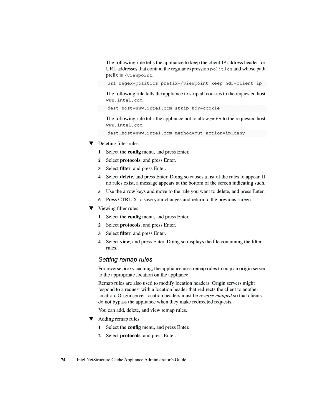 Intel 1520 manual Setting remap rules 