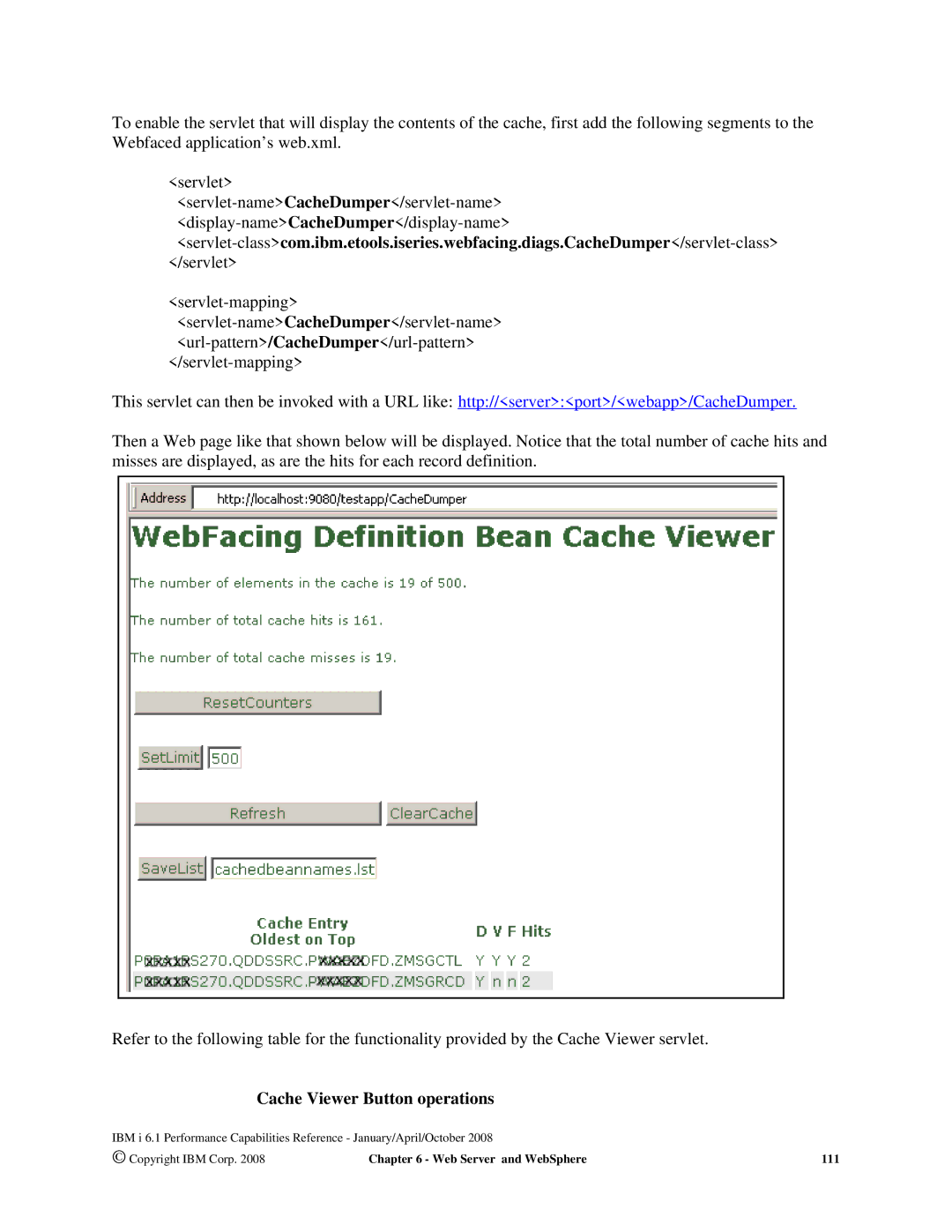 Intel 170 Servers, AS/400 RISC Server, 7xx Servers manual Cache Viewer Button operations 