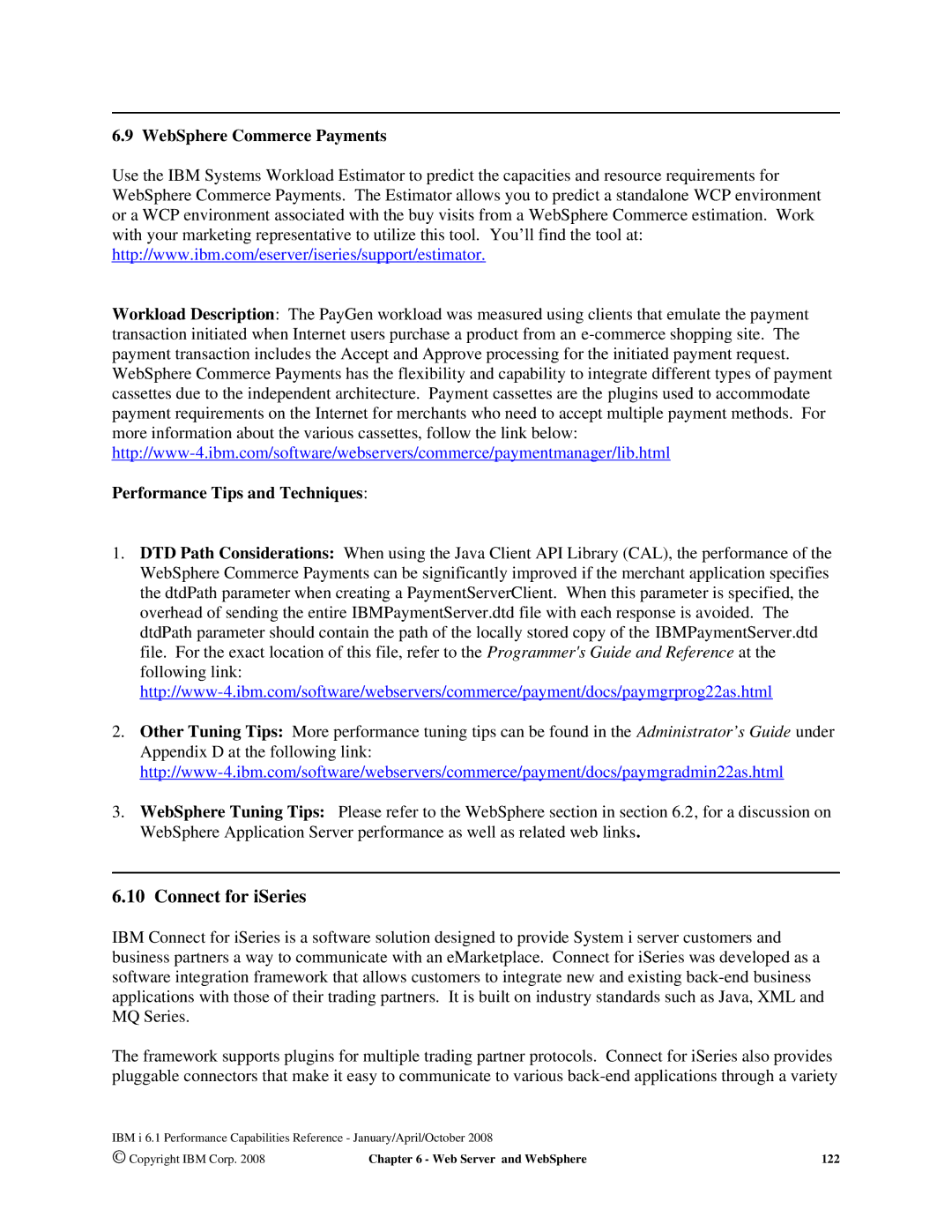 Intel 7xx Servers, 170 Servers manual Connect for iSeries, WebSphere Commerce Payments Performance Tips and Techniques 