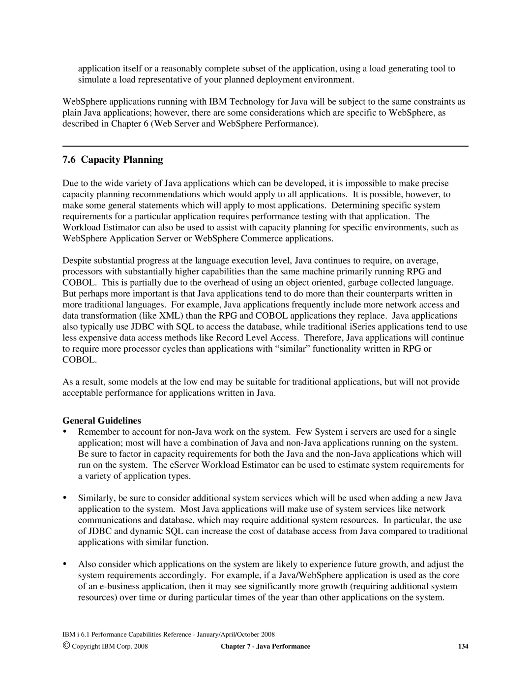 Intel 7xx Servers, 170 Servers, AS/400 RISC Server manual Capacity Planning, General Guidelines 