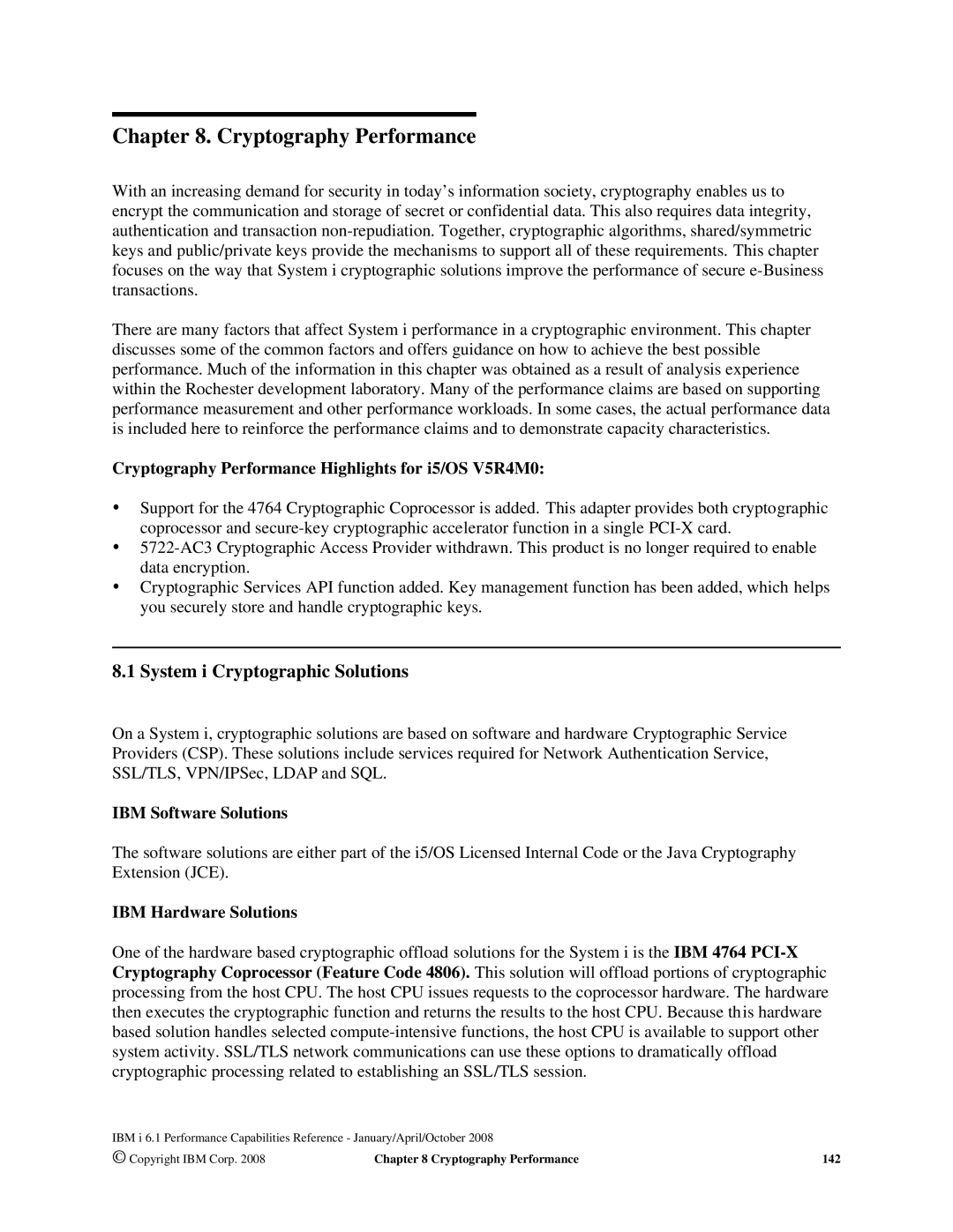 Intel AS/400 RISC Server, 170 Servers Cryptography Performance, System i Cryptographic Solutions, IBM Software Solutions 