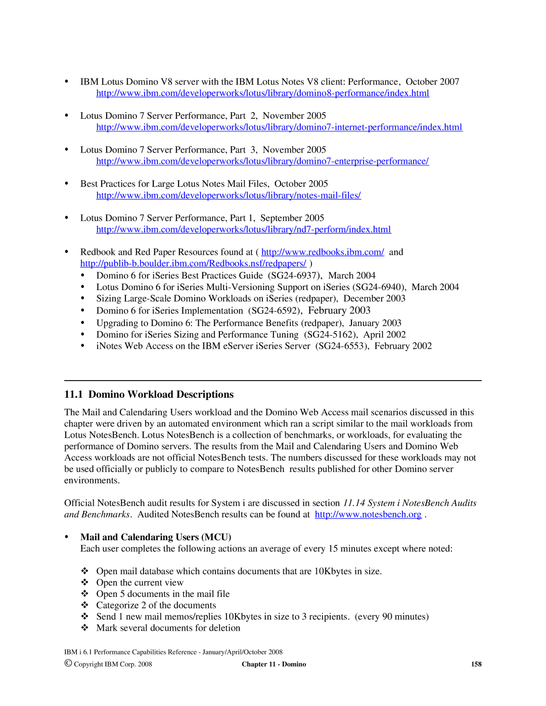 Intel 7xx Servers, 170 Servers, AS/400 RISC Server manual Domino Workload Descriptions, Mail and Calendaring Users MCU 