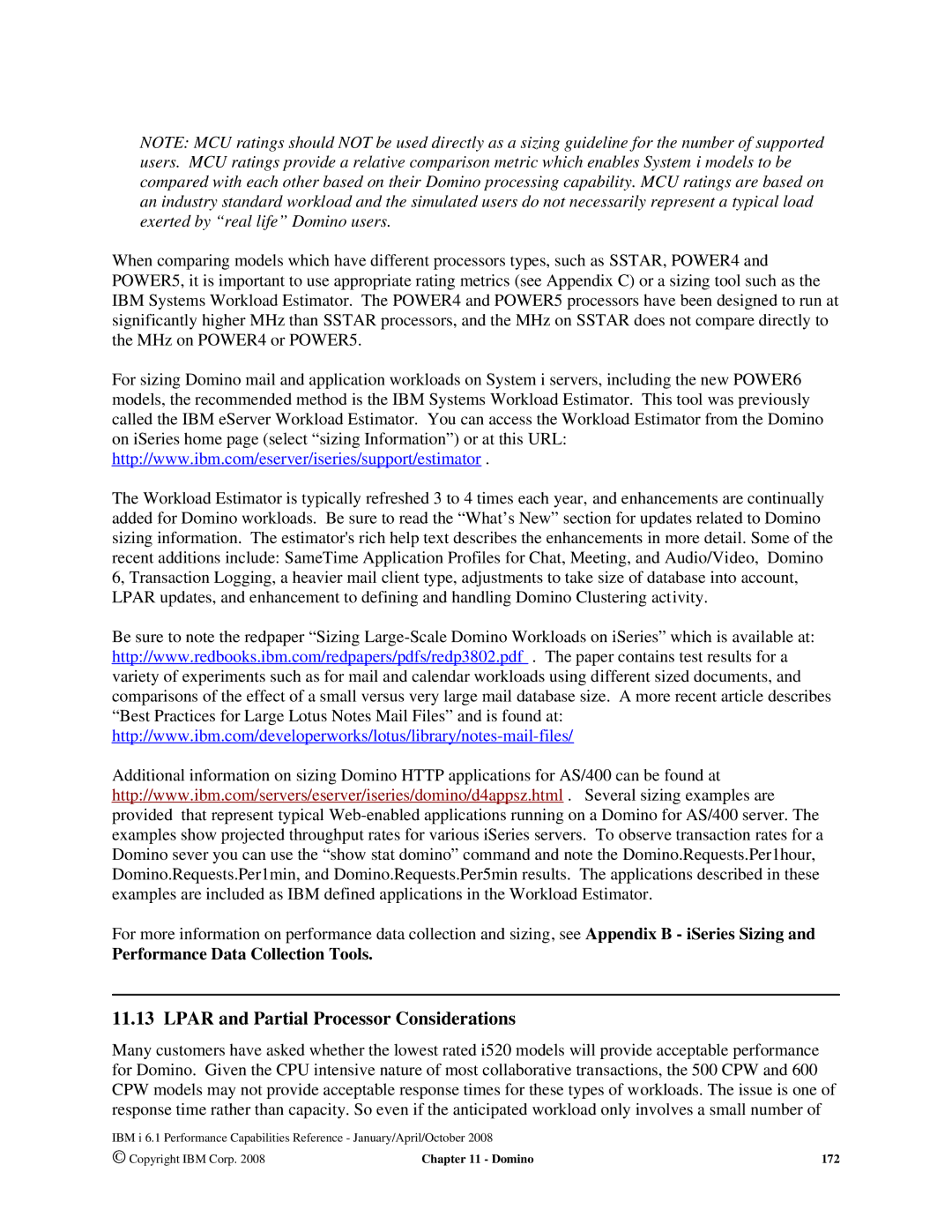 Intel AS/400 RISC Server, 170 Servers manual Lpar and Partial Processor Considerations, Performance Data Collection Tools 