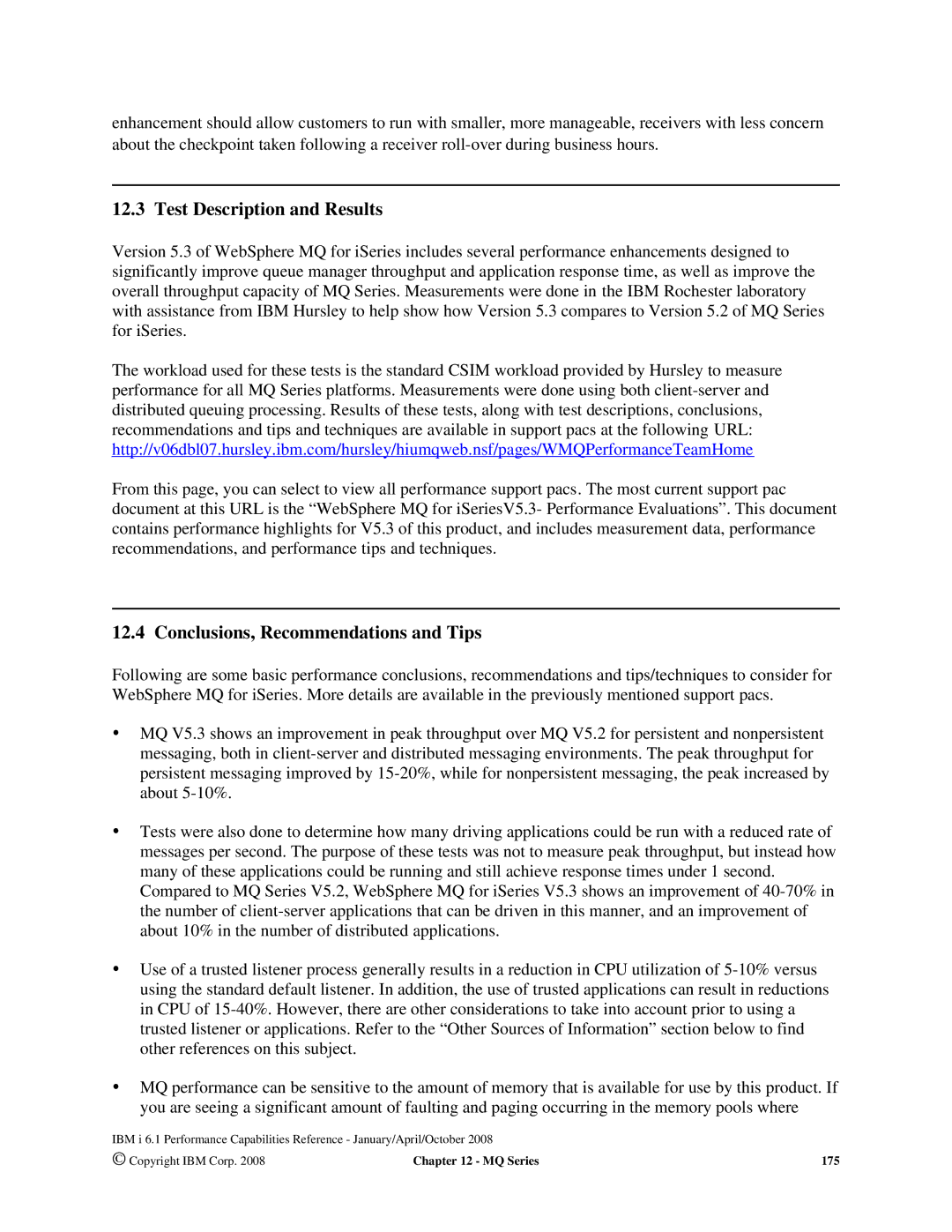 Intel AS/400 RISC Server, 170 Servers, 7xx Servers manual Test Description and Results, Conclusions, Recommendations and Tips 