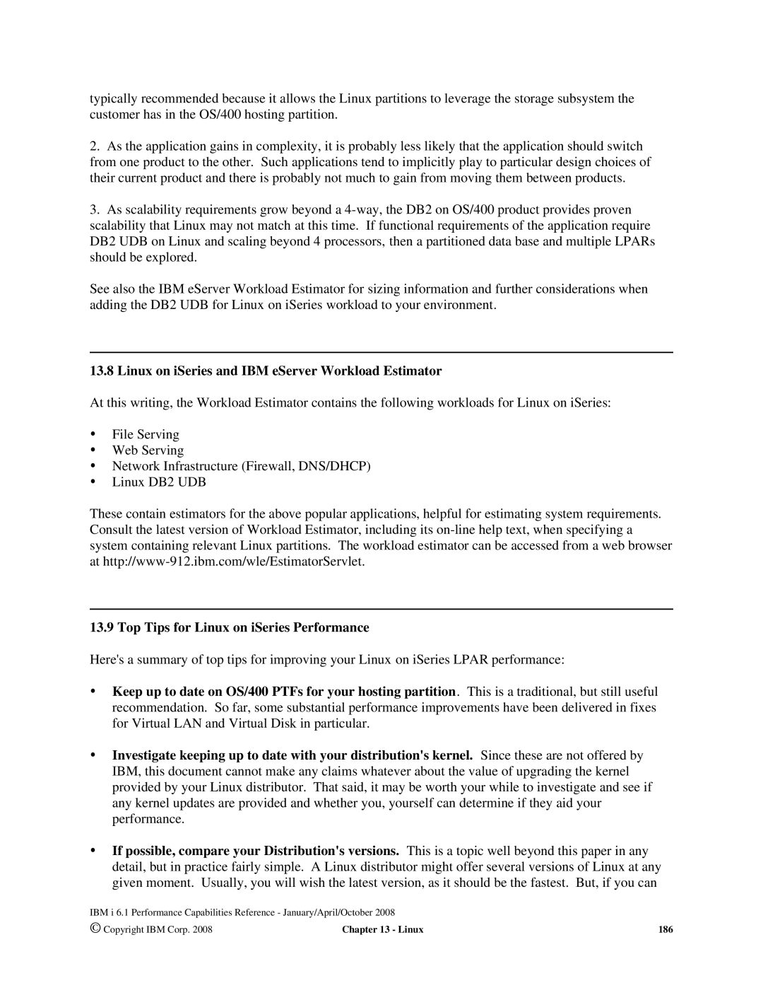 Intel 170 Servers manual Linux on iSeries and IBM eServer Workload Estimator, Top Tips for Linux on iSeries Performance 