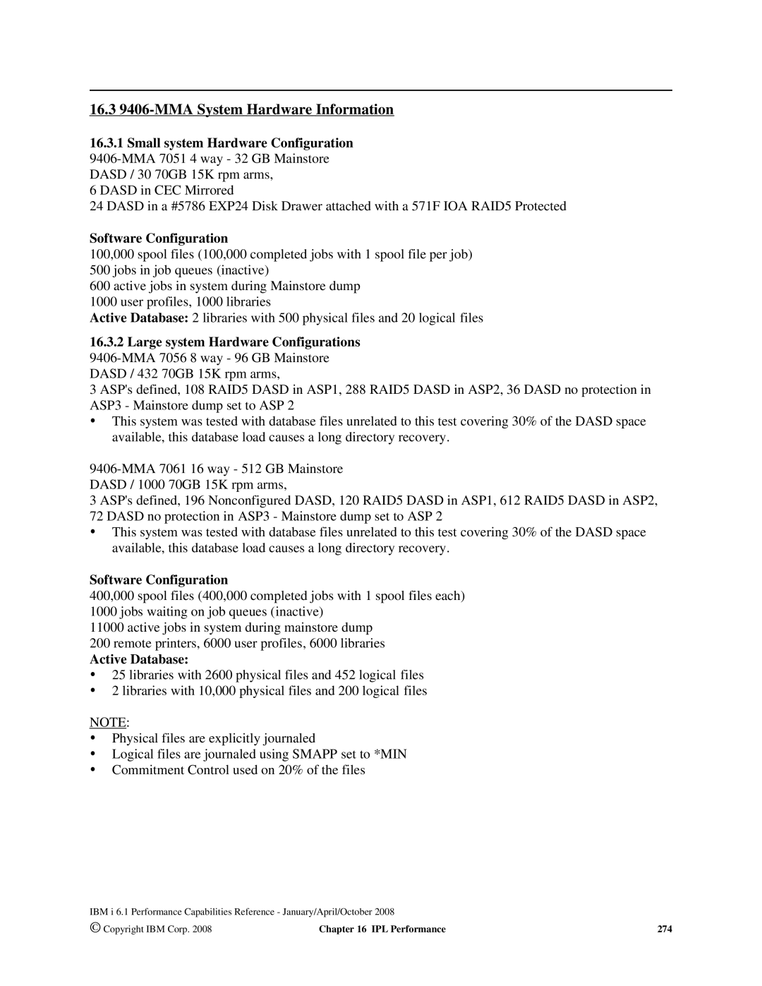 Intel AS/400 RISC Server, 170 Servers 16.3 9406-MMA System Hardware Information, Software Configuration, Active Database 