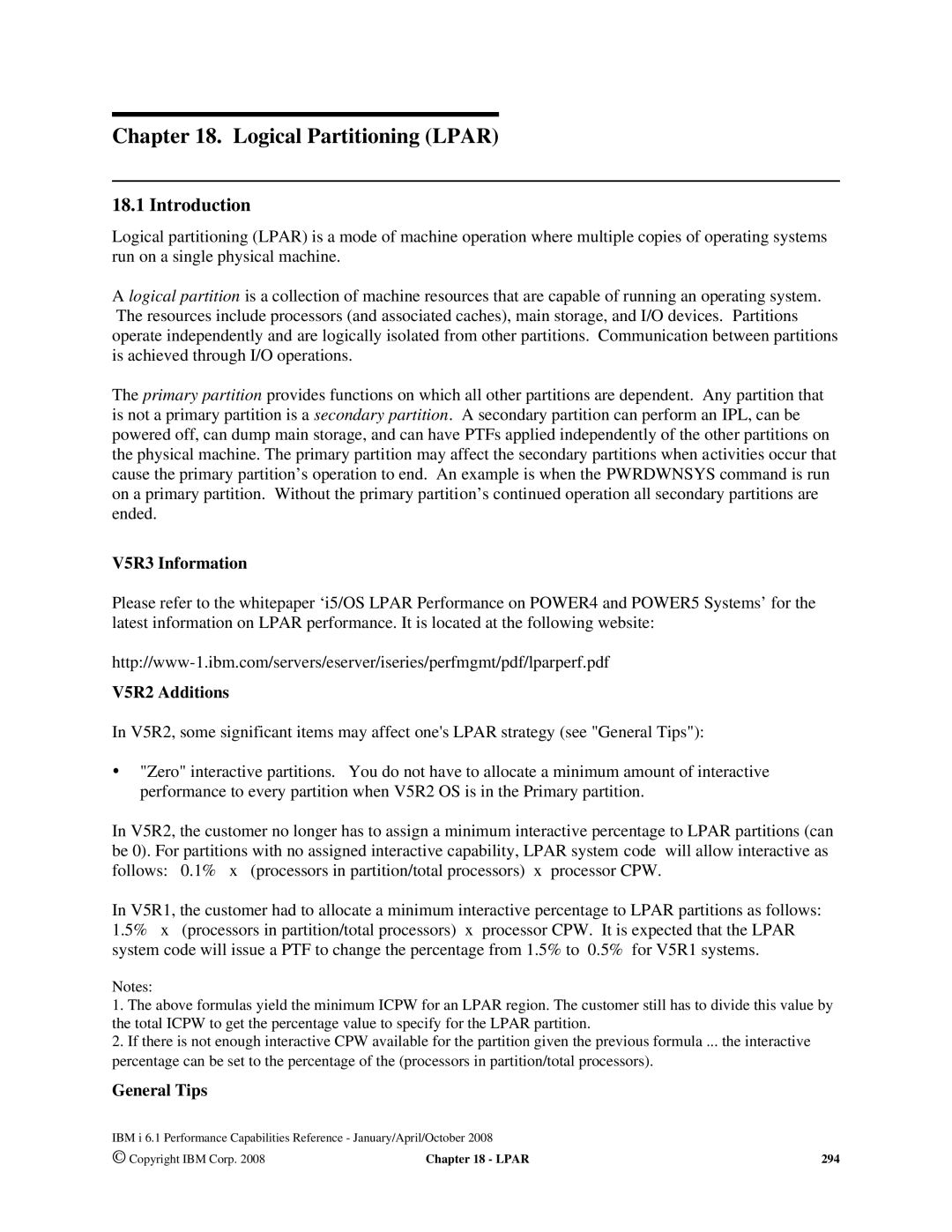 Intel 170 Servers, AS/400 RISC Server manual Logical Partitioning Lpar, V5R3 Information, V5R2 Additions, General Tips 