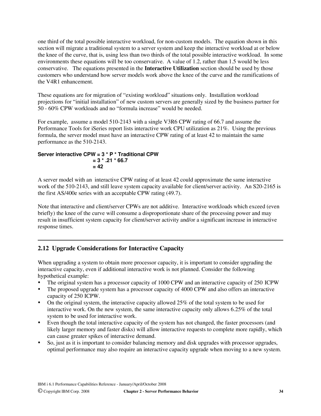 Intel AS/400 RISC Server, 170 Servers, 7xx Servers manual Upgrade Considerations for Interactive Capacity 