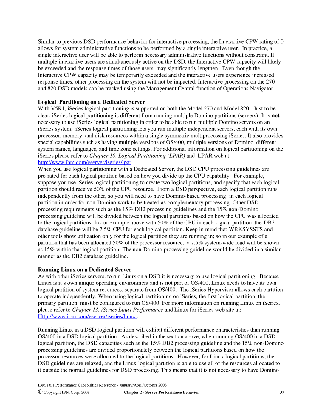 Intel AS/400 RISC Server, 170 Servers manual Logical Partitioning on a Dedicated Server, Running Linux on a Dedicated Server 