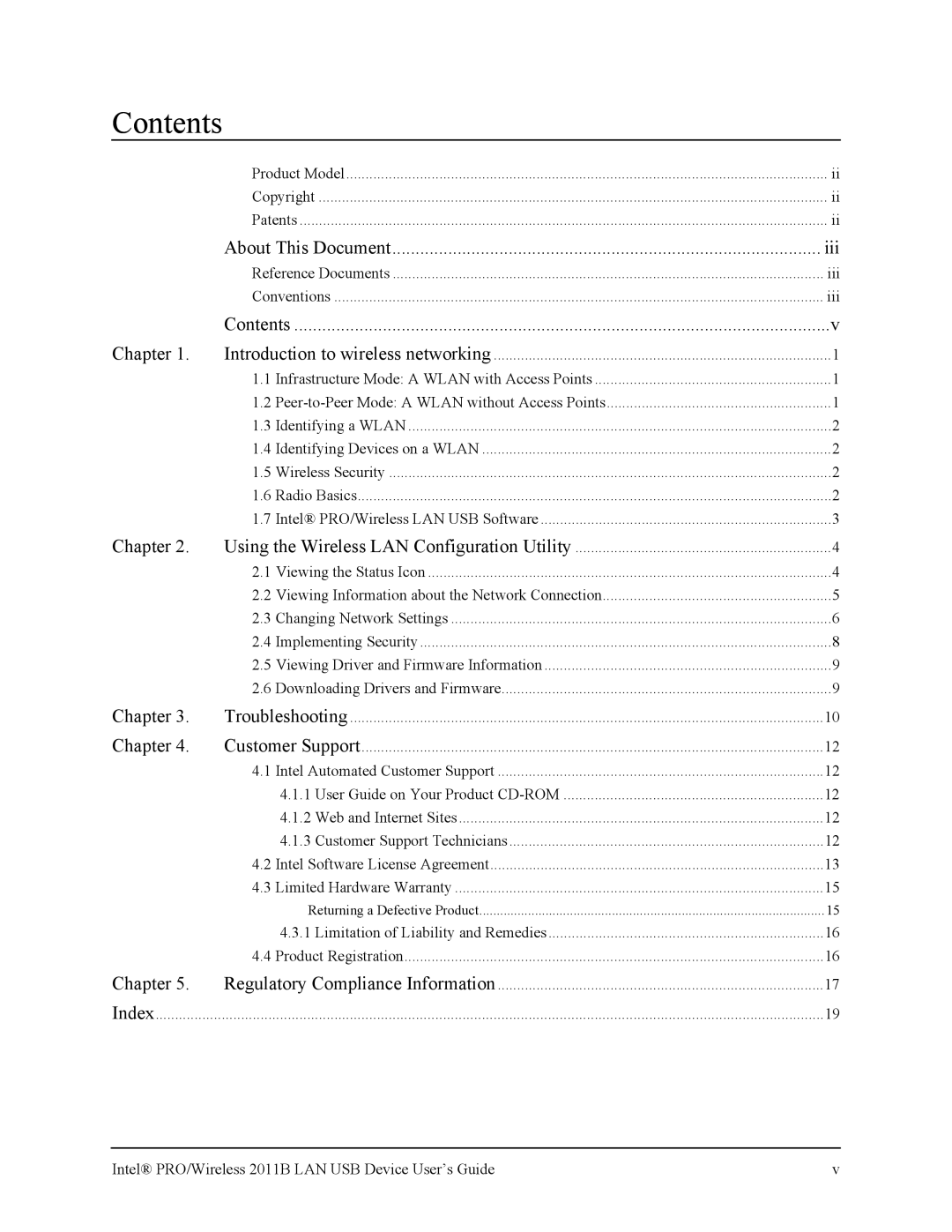 Intel 2011B manual Contents 