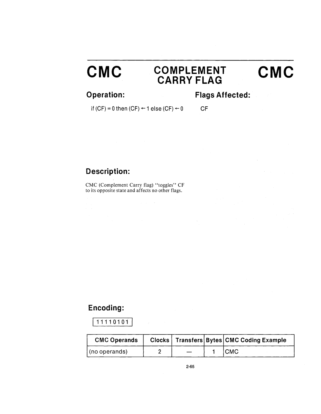 Intel 210200-002 manual Complement Carry Flag, 1111101011 