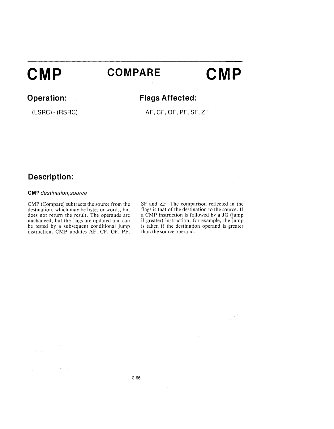 Intel 210200-002 manual Comparecmp, CMP destination, source 