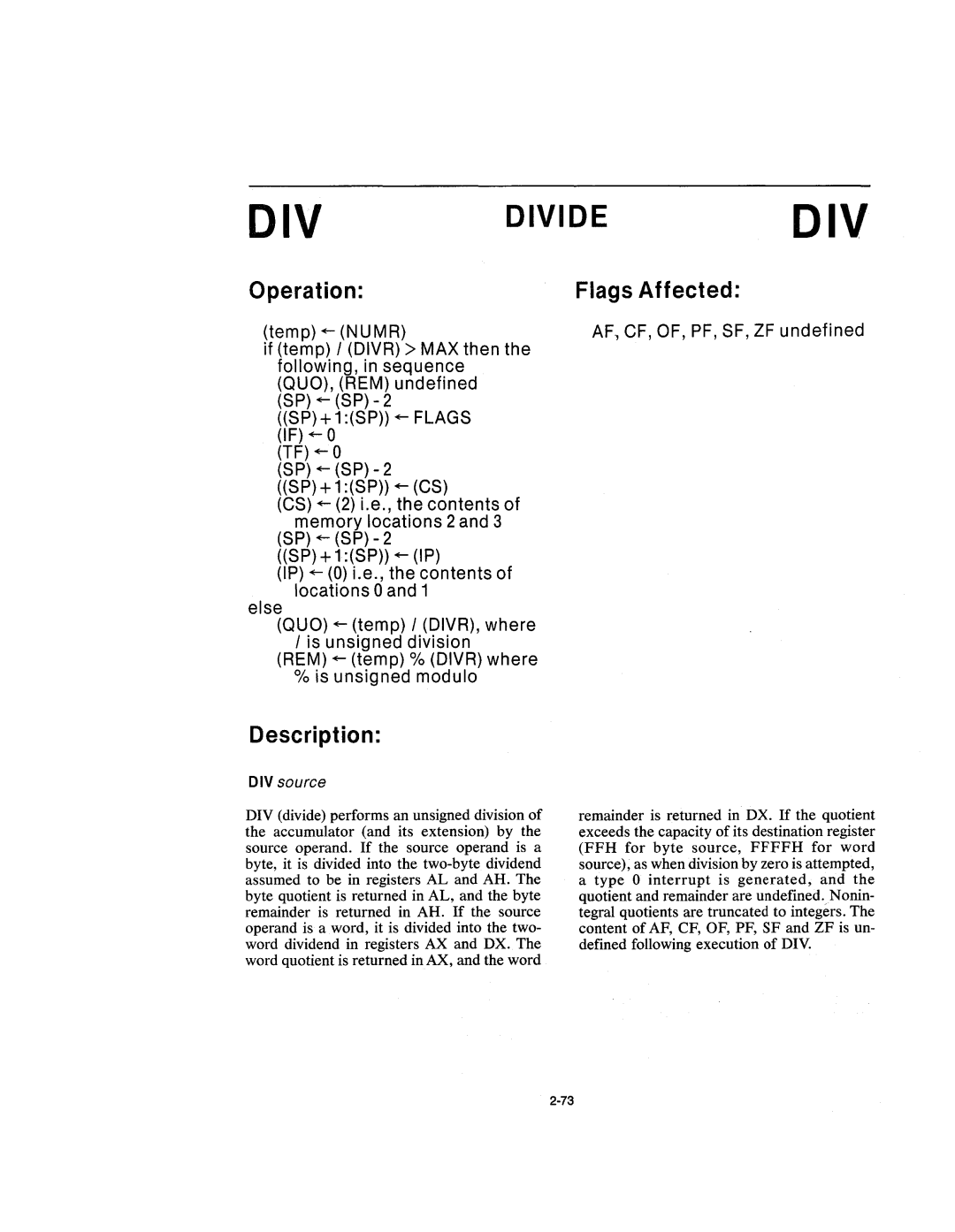 Intel 210200-002 manual Dividediv 