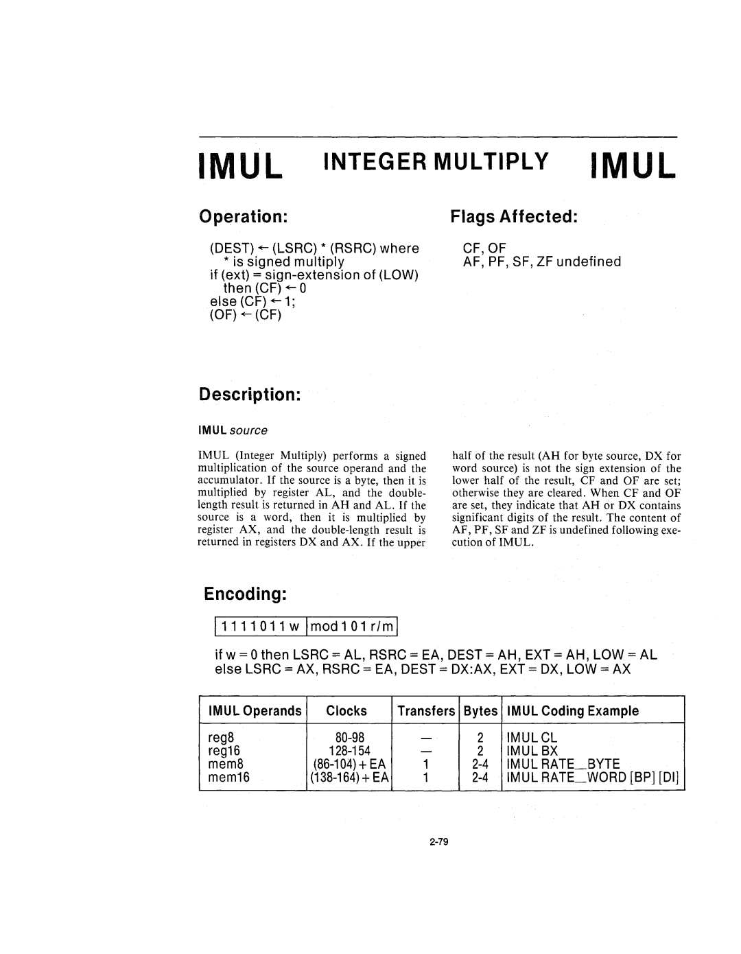 Intel 210200-002 manual Integer Multiply Imul 