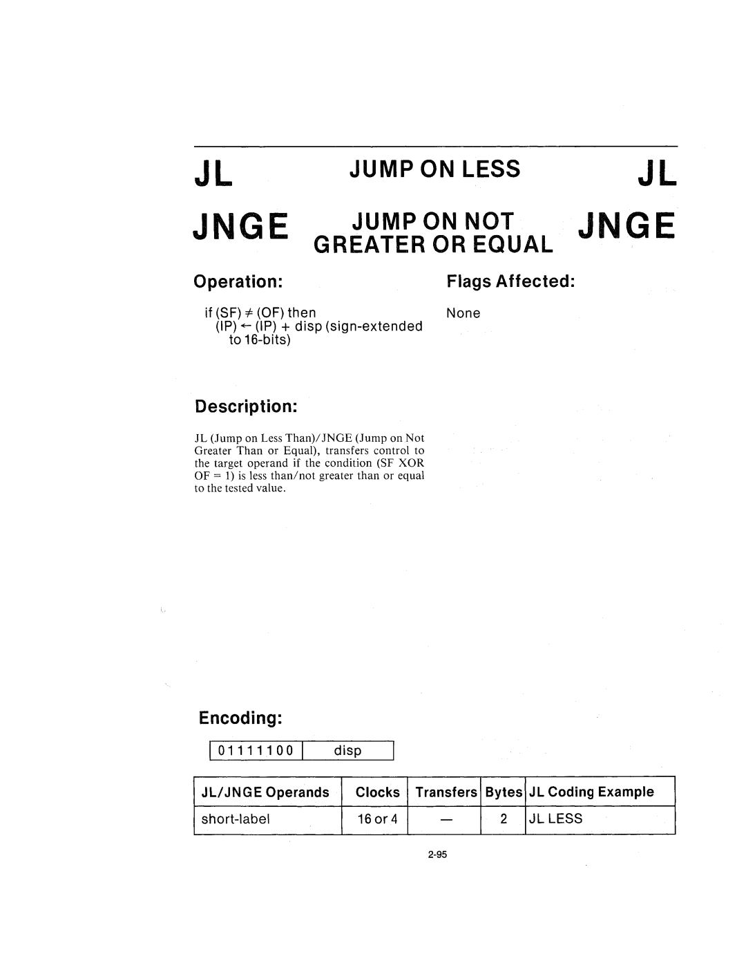 Intel 210200-002 manual Jump on Less Jumponnot Greater or Equal 