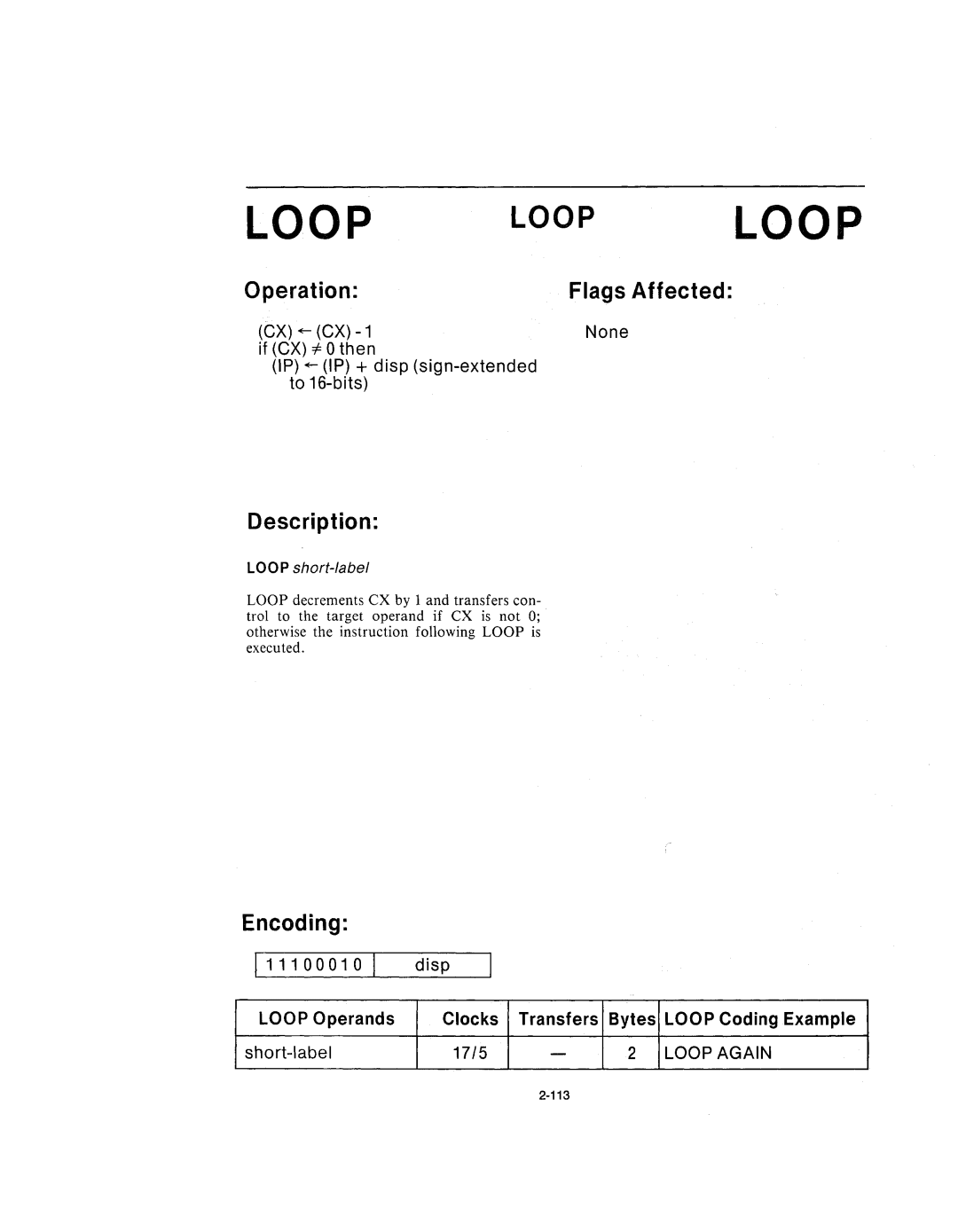 Intel 210200-002 manual Loop Looploop, Loop short-label 