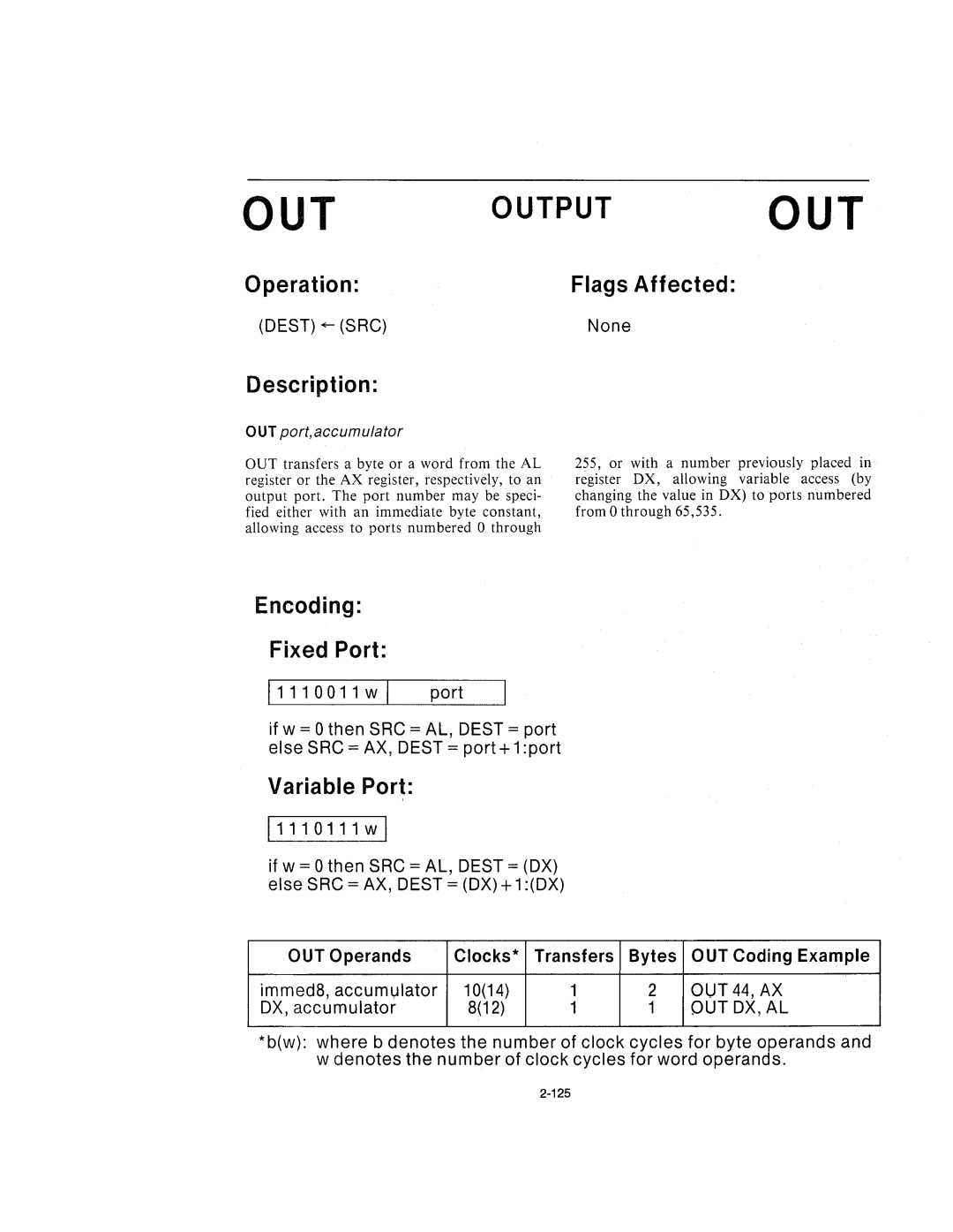 Intel 210200-002 manual Outputout, 1111 00 11 w 1 port, 11110111wl, 1014, OUT port,accumulator 