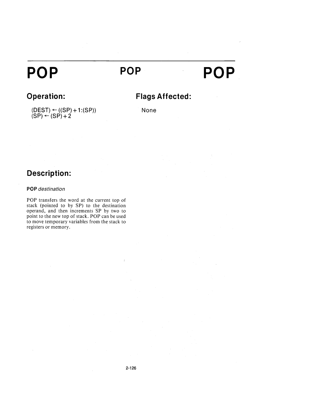 Intel 210200-002 manual Poppop, POP destination 