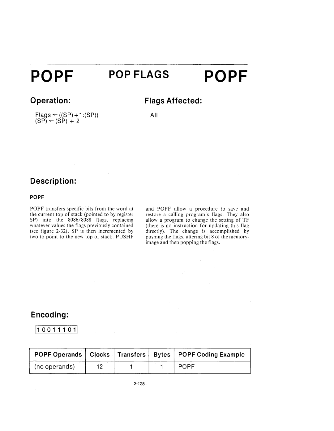 Intel 210200-002 manual POP Flags Popf, All 