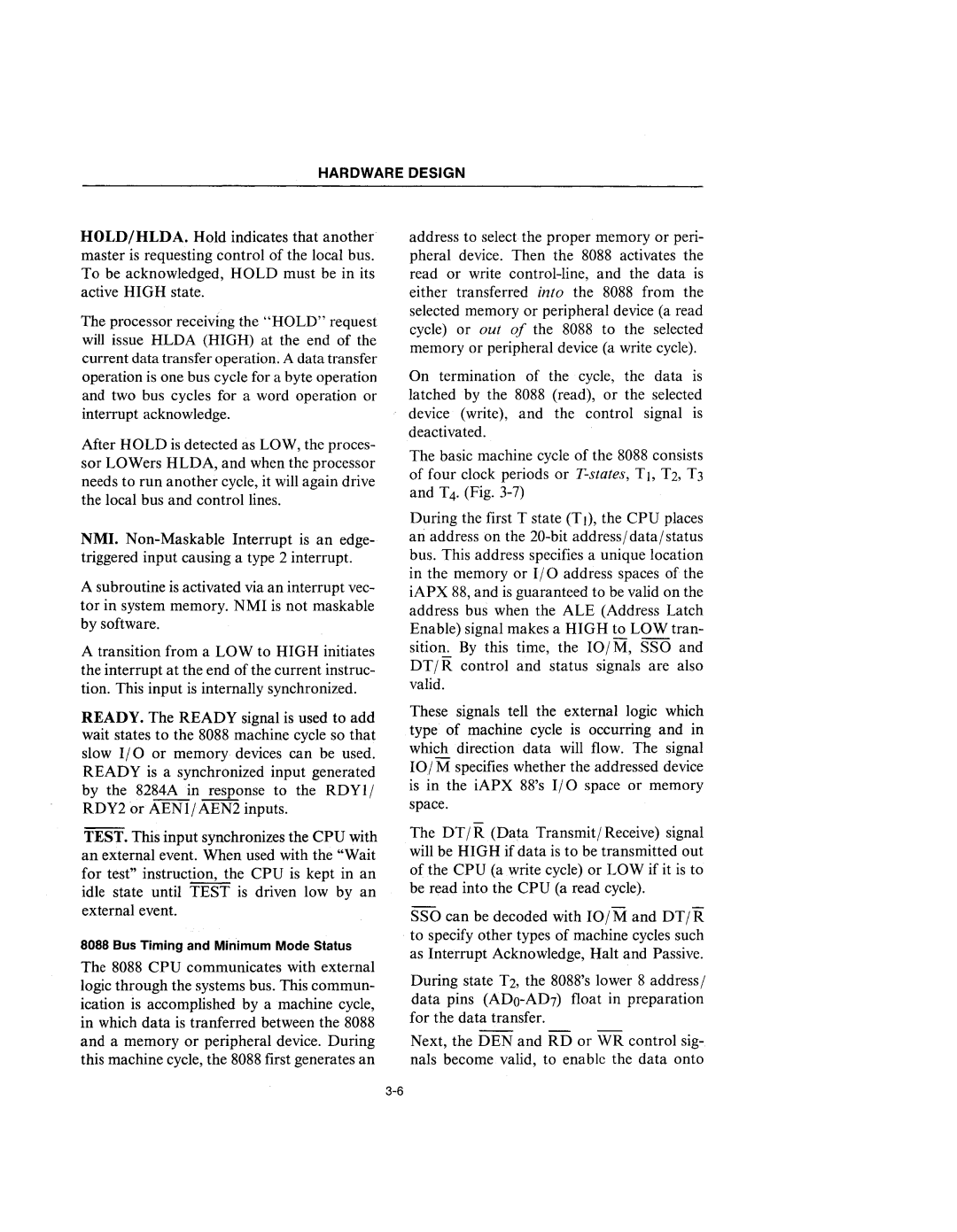 Intel 210200-002 manual Bus Timing and Minimum Mode Status 