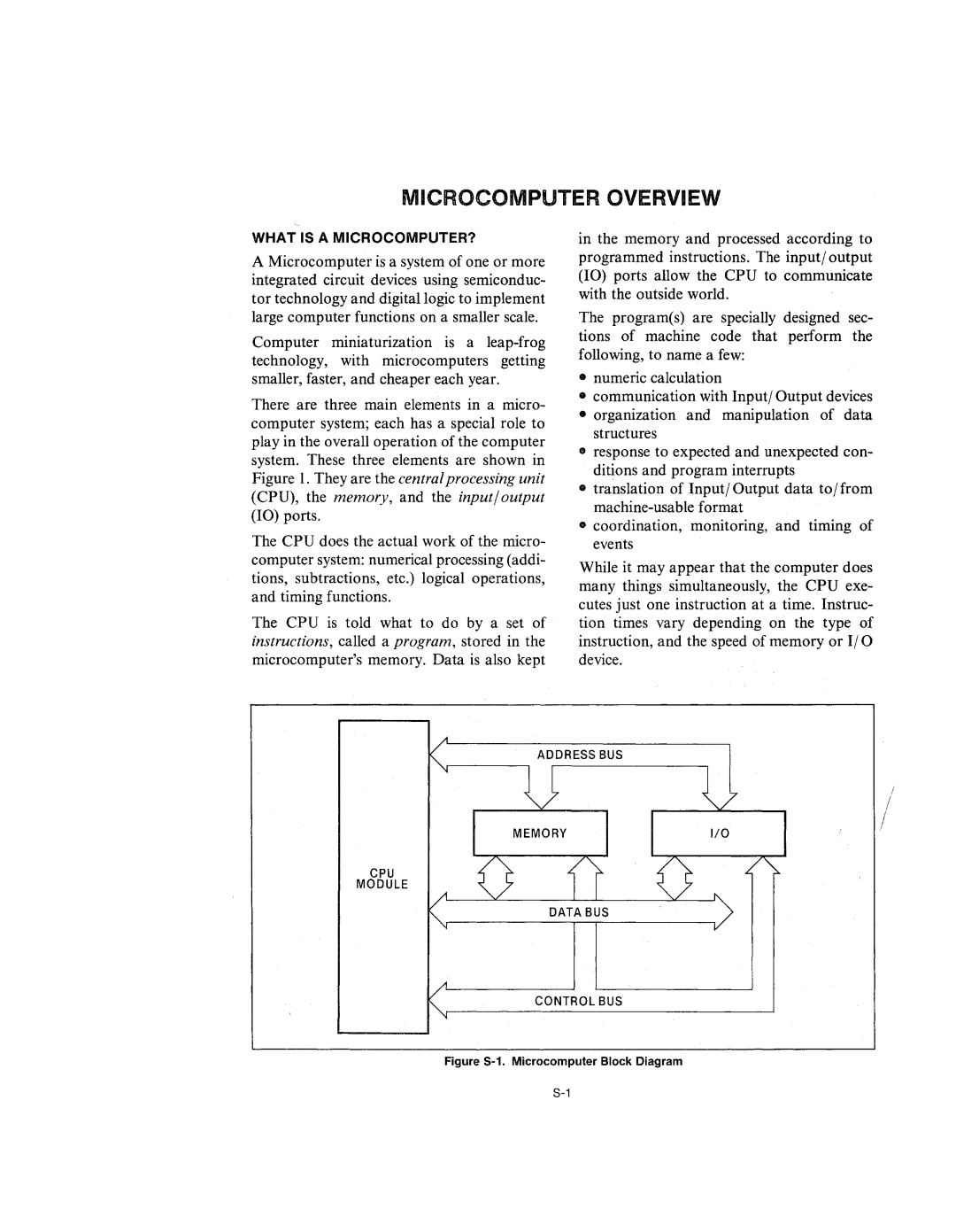 Intel 210200-002 manual Microcomputer Overview 