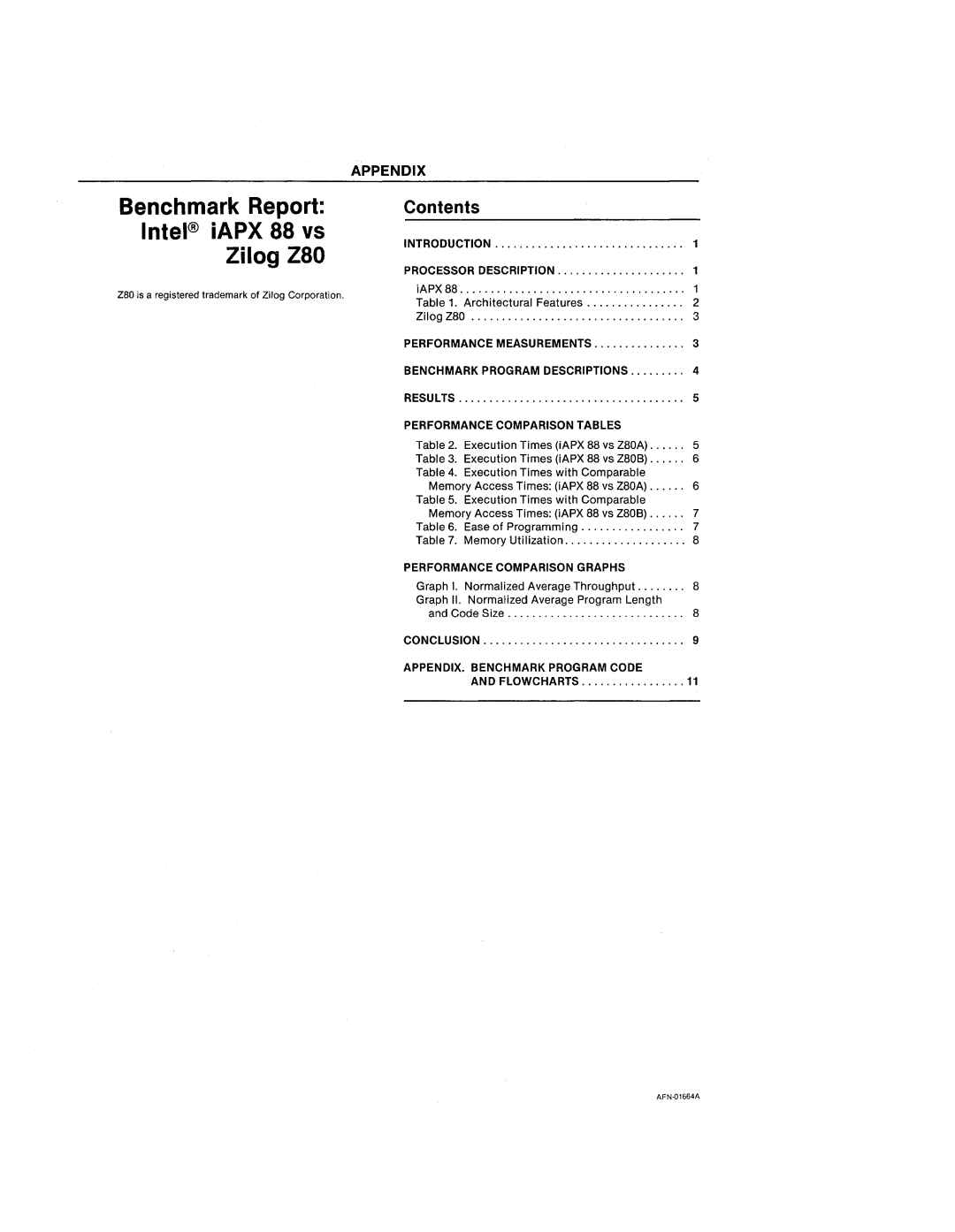 Intel 210200-002 manual Benchmark Report Intel iAPX 88 vs Zilog Z80 