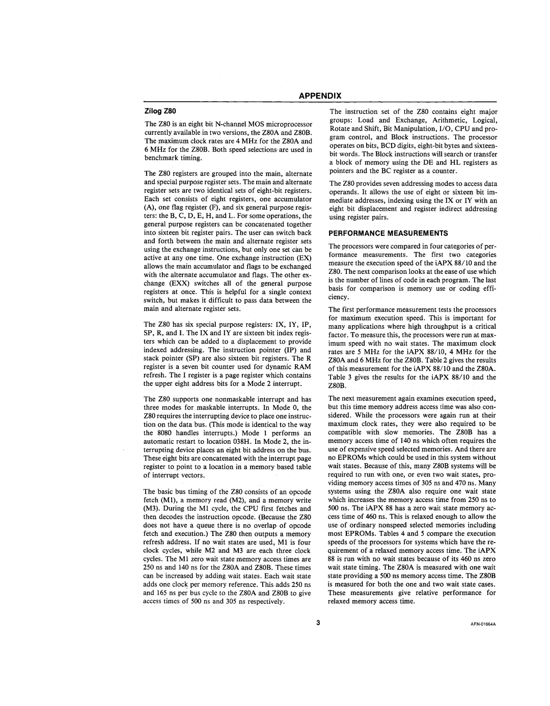 Intel 210200-002 manual Performance Measurements 