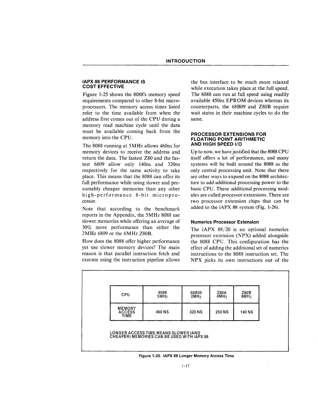 Intel 210200-002 manual IAPX 88 Performance is Cost Effective 