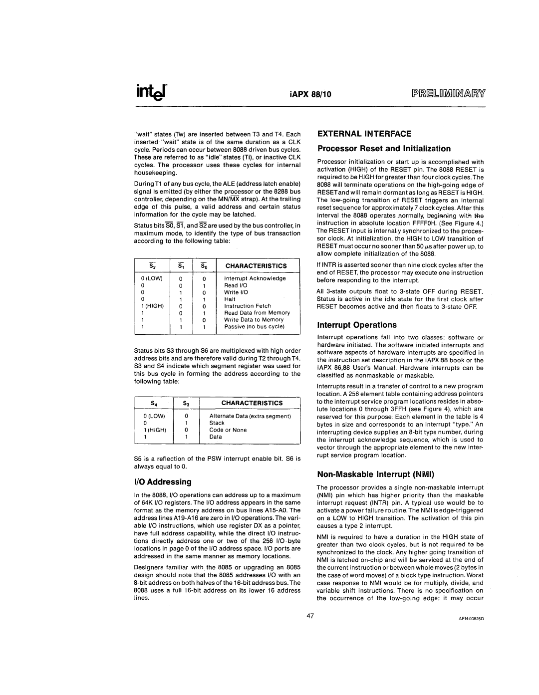 Intel 210200-002 manual External Interface 