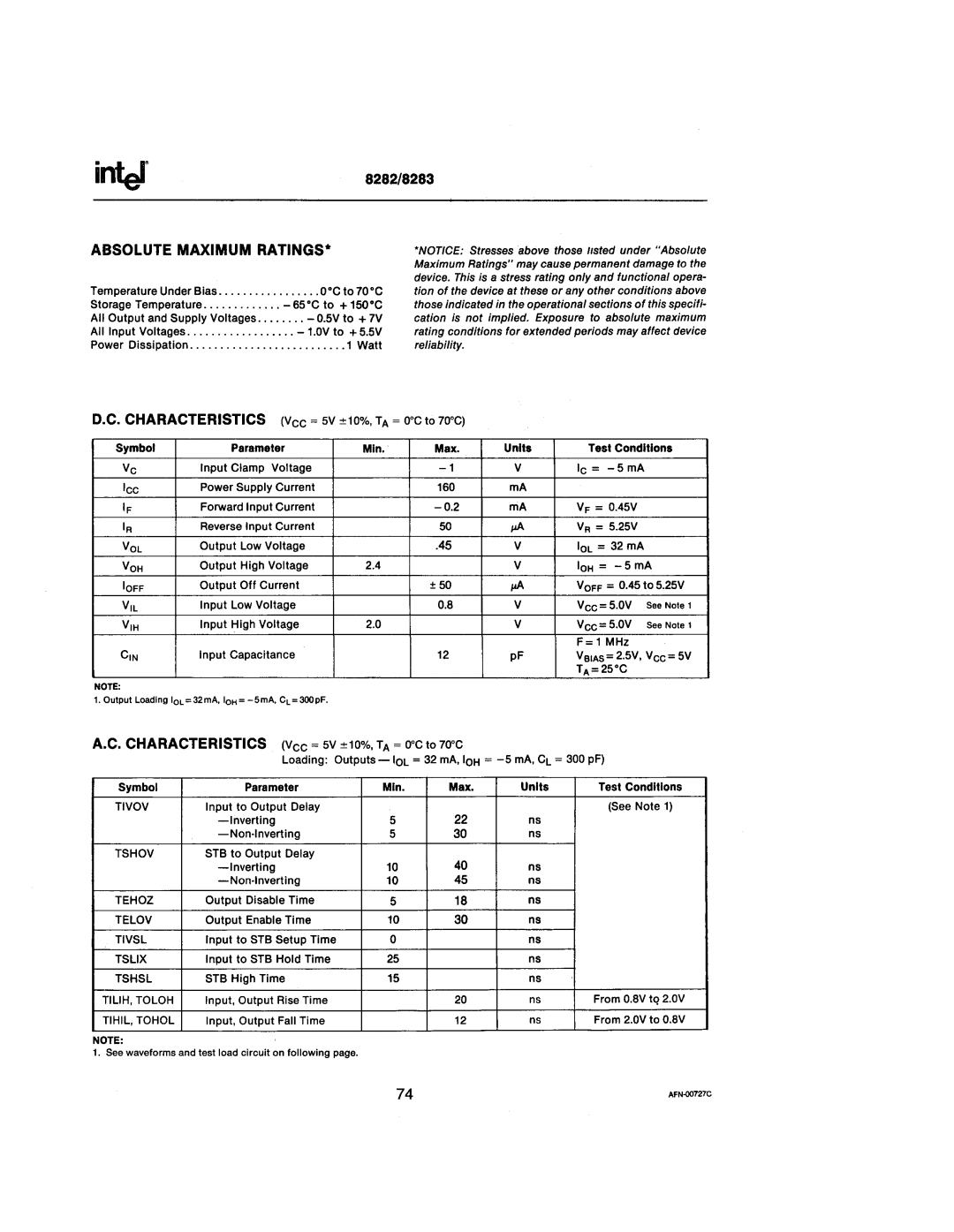 Intel 210200-002 manual Absolute Maximum RATINGS· 