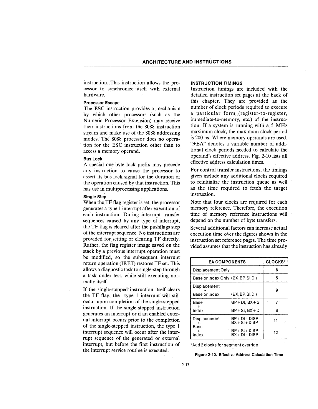 Intel 210200-002 manual Instruction Timings 