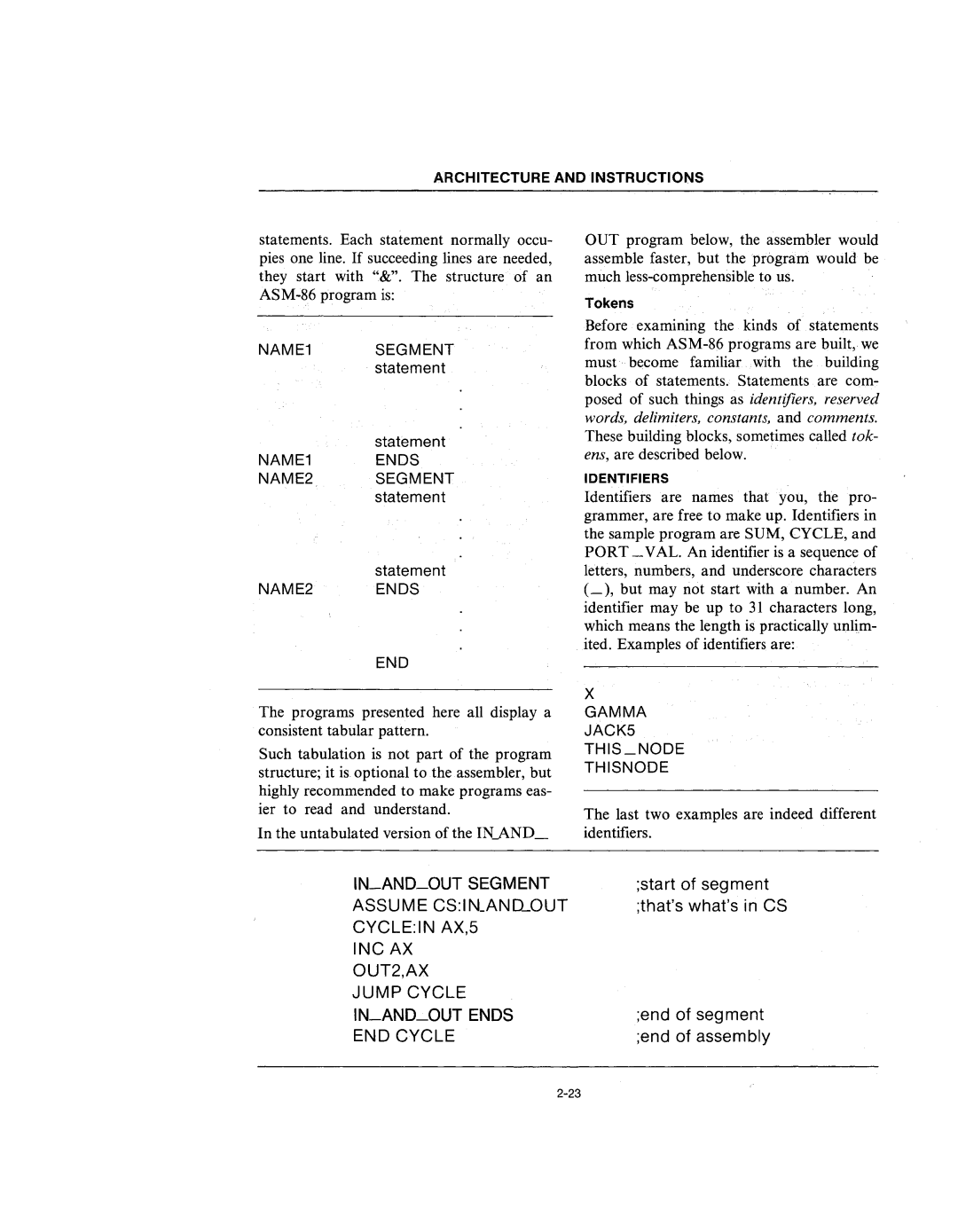 Intel 210200-002 manual Inandout Segment 