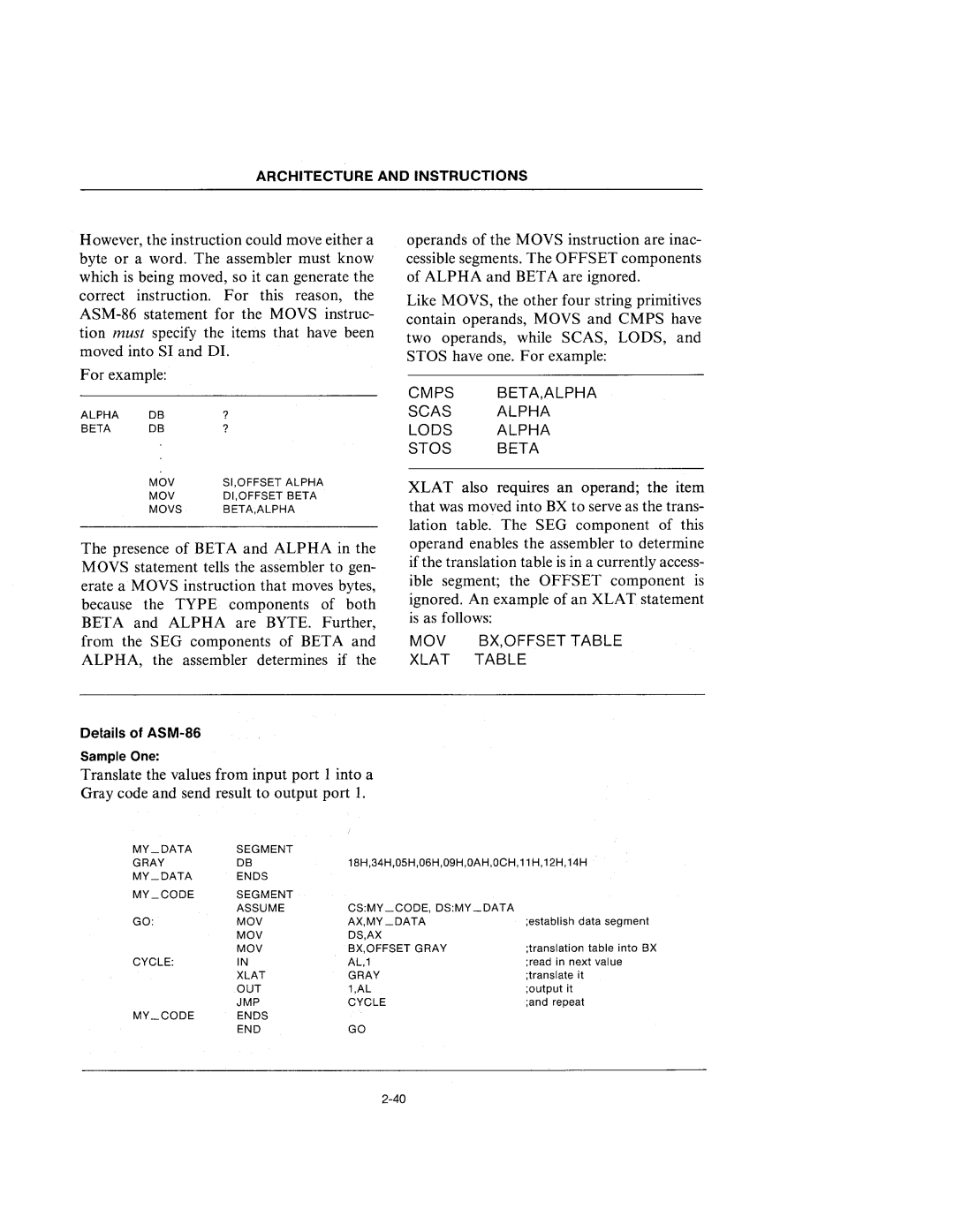 Intel 210200-002 manual Cmps BETA,ALPHA Scas Alpha Lods Alpha Stos Beta 