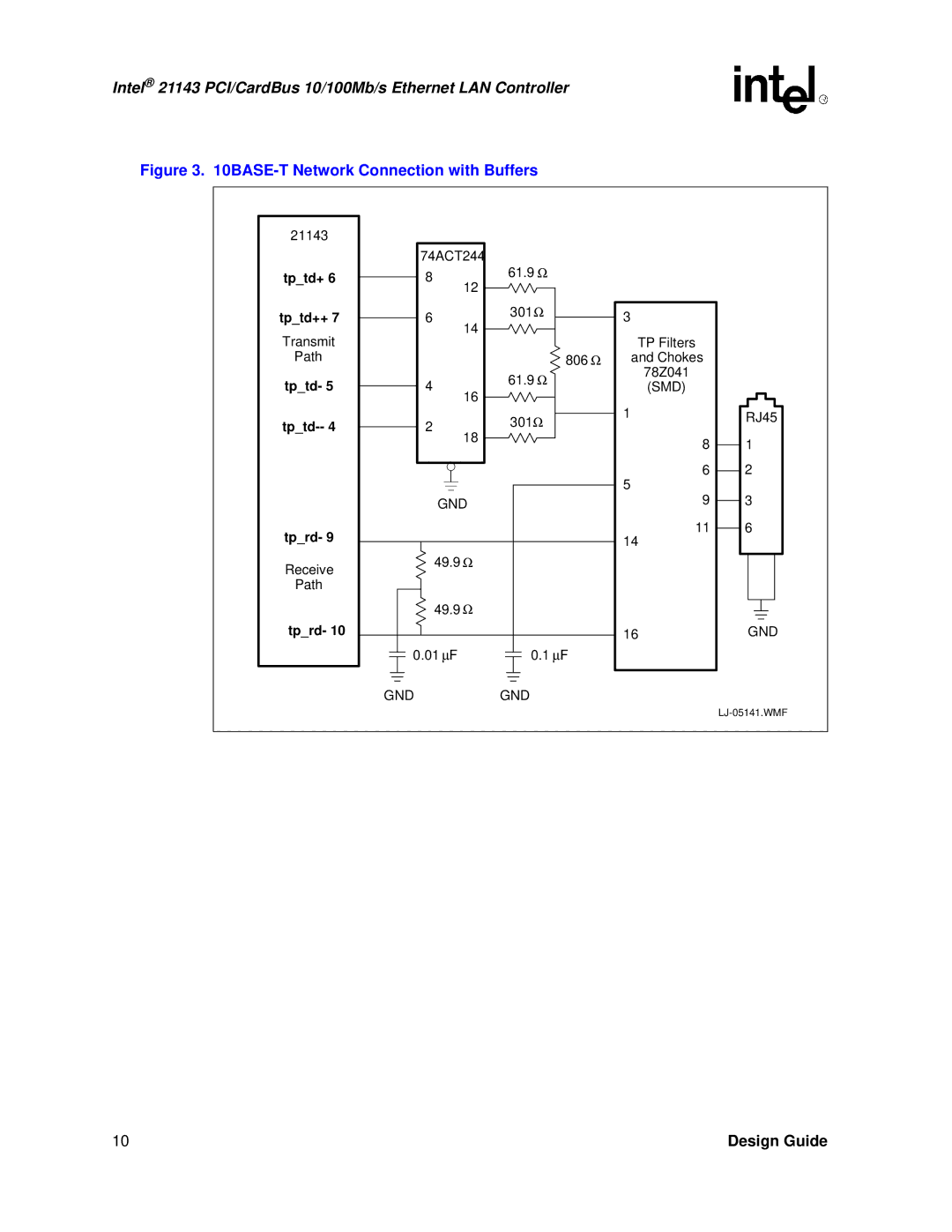 Intel 21143 manual BASE-T Network Connection with Buffers 