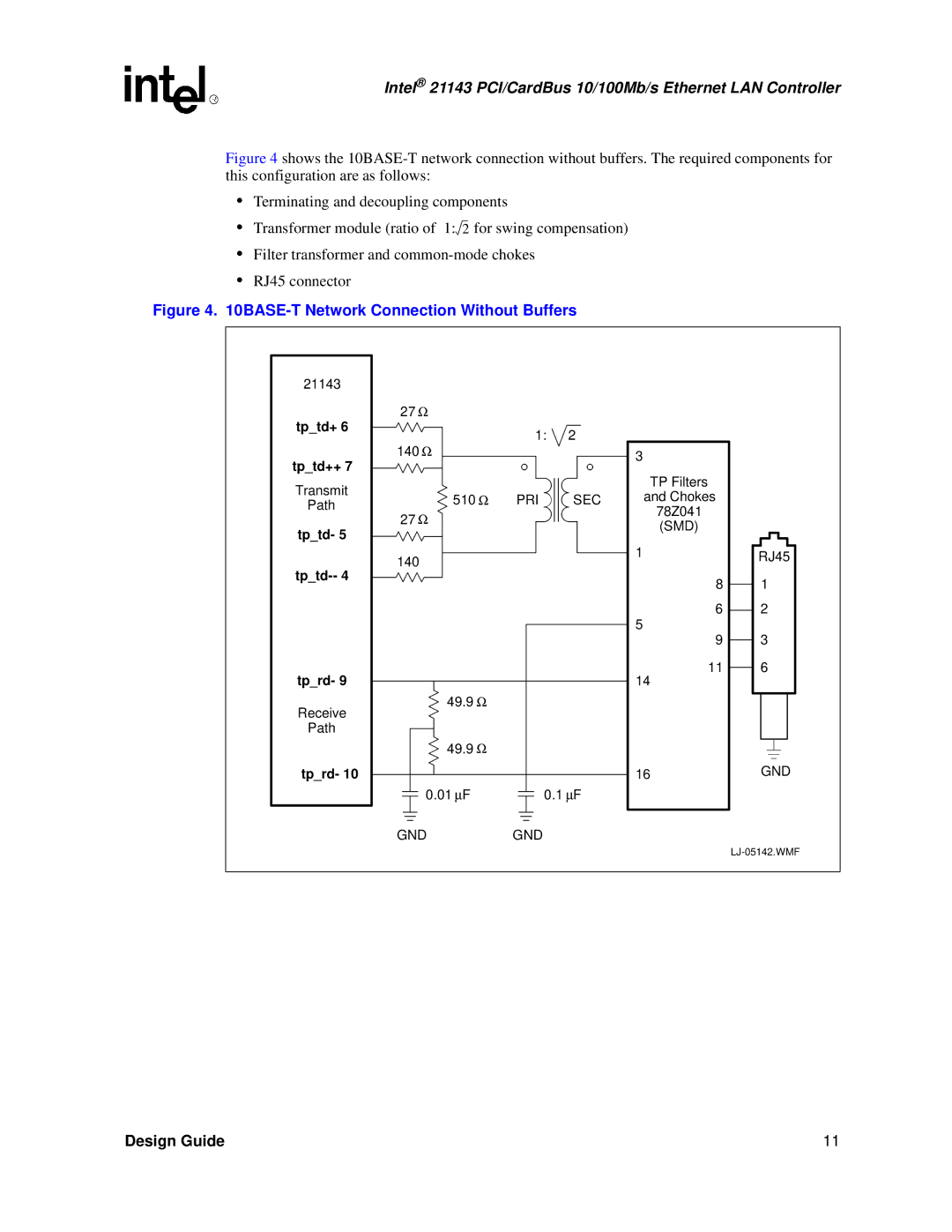 Intel 21143 manual BASE-T Network Connection Without Buffers 