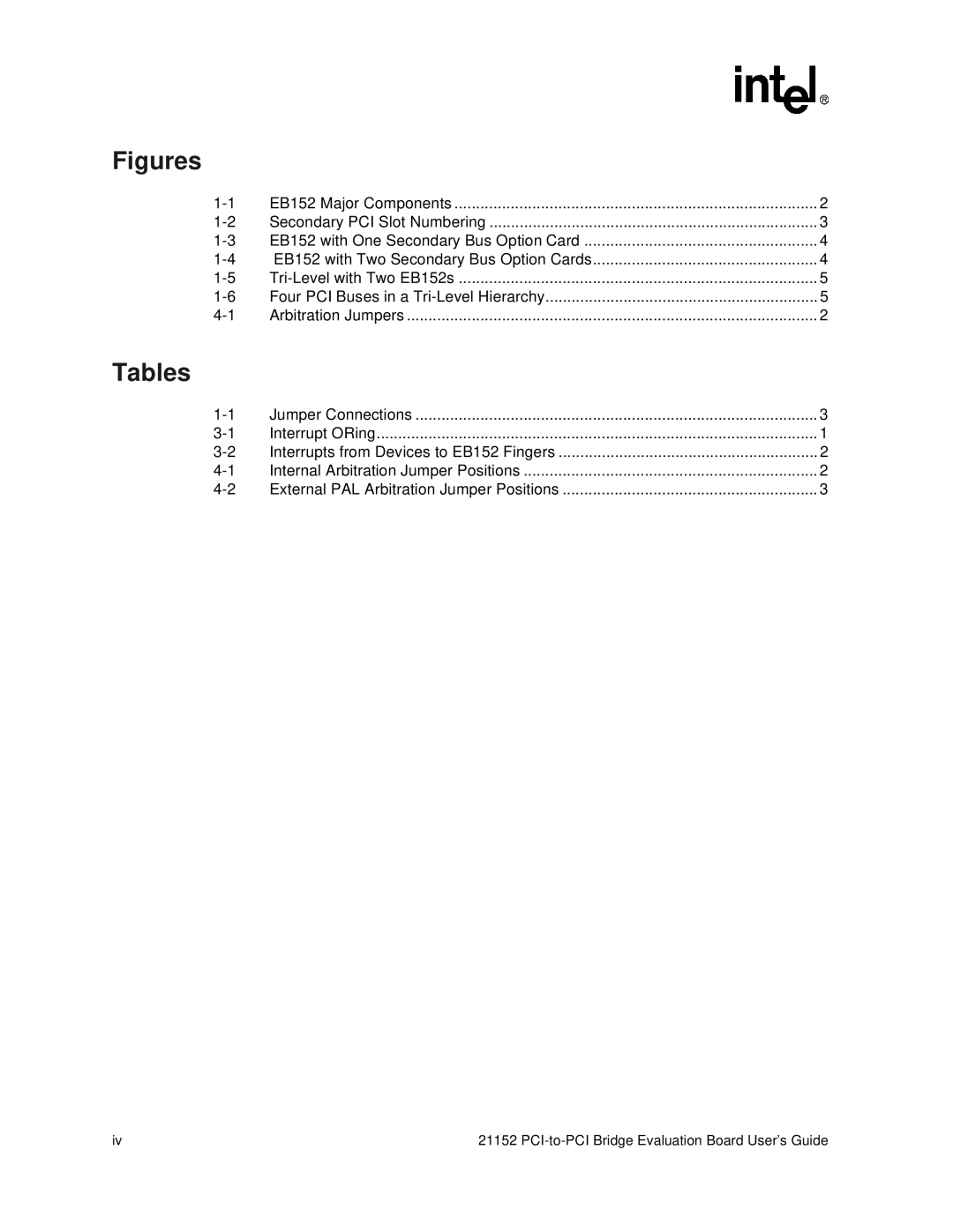 Intel 21152 manual Figures, Tables 