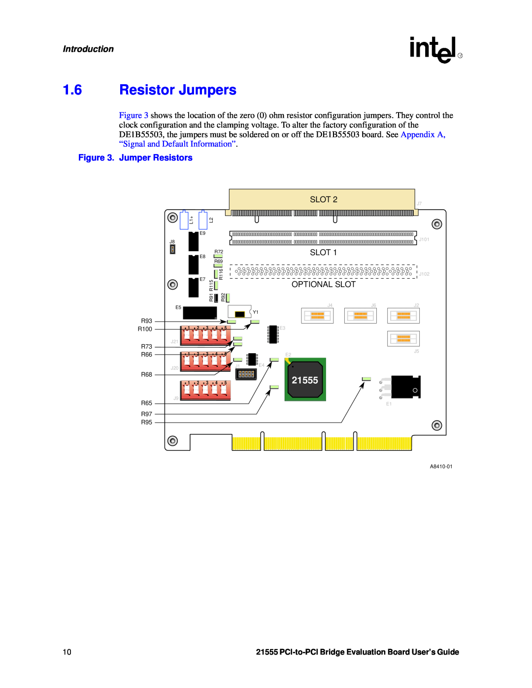 Intel 21555 manual Resistor Jumpers, Introduction, Jumper Resistors 
