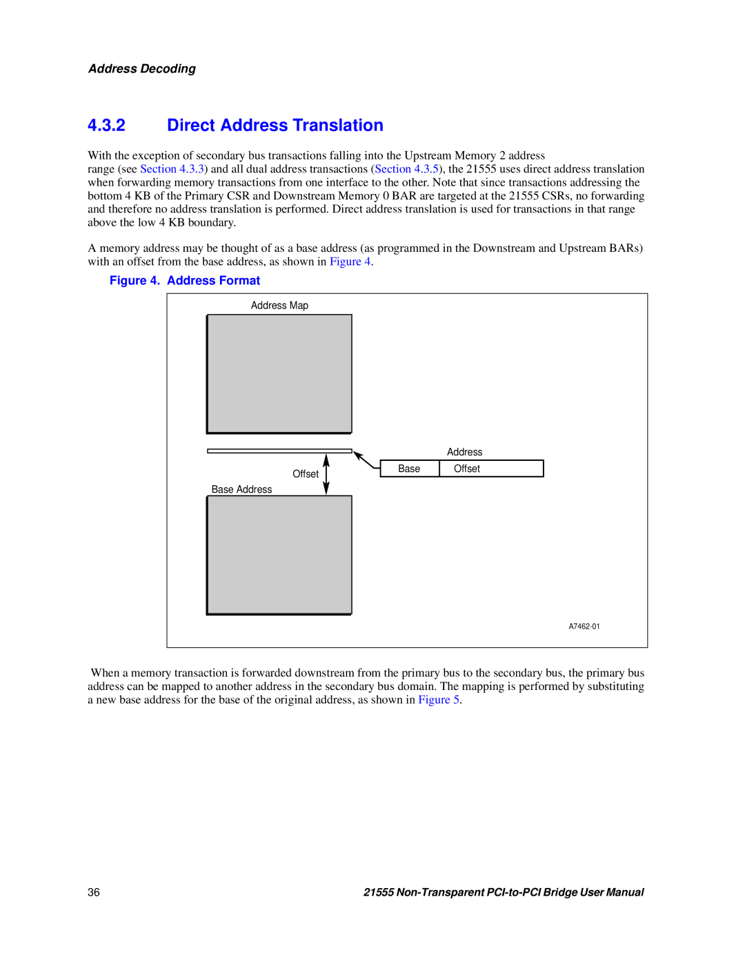 Intel 21555 user manual Direct Address Translation, Address Format 