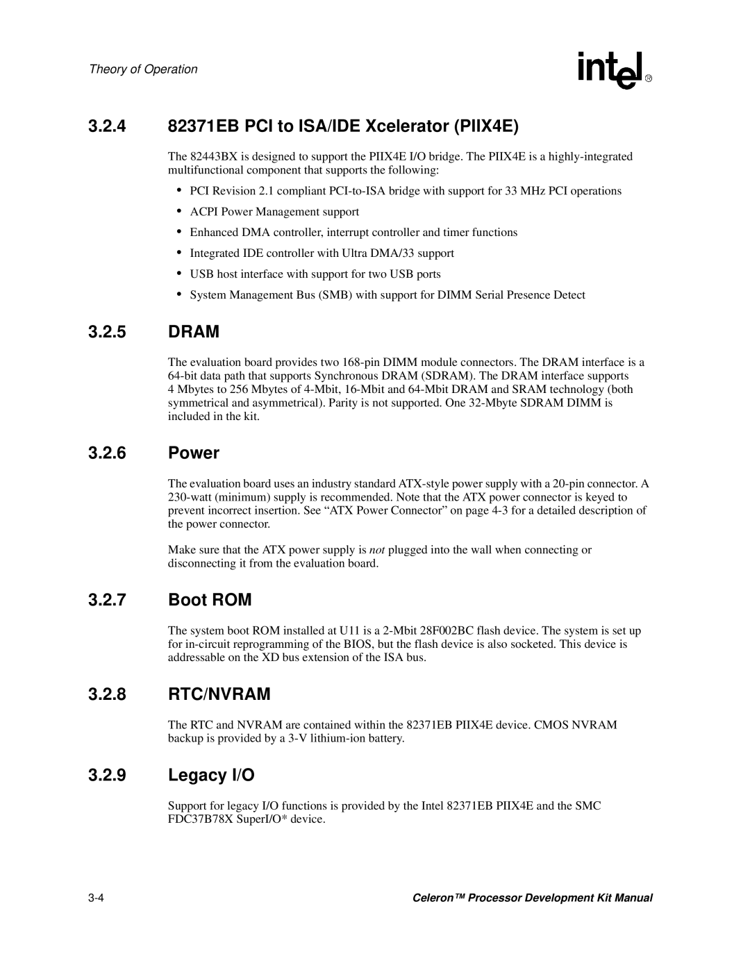 Intel 273246-002 manual 4 82371EB PCI to ISA/IDE Xcelerator PIIX4E, Dram, Power, Boot ROM, Legacy I/O 